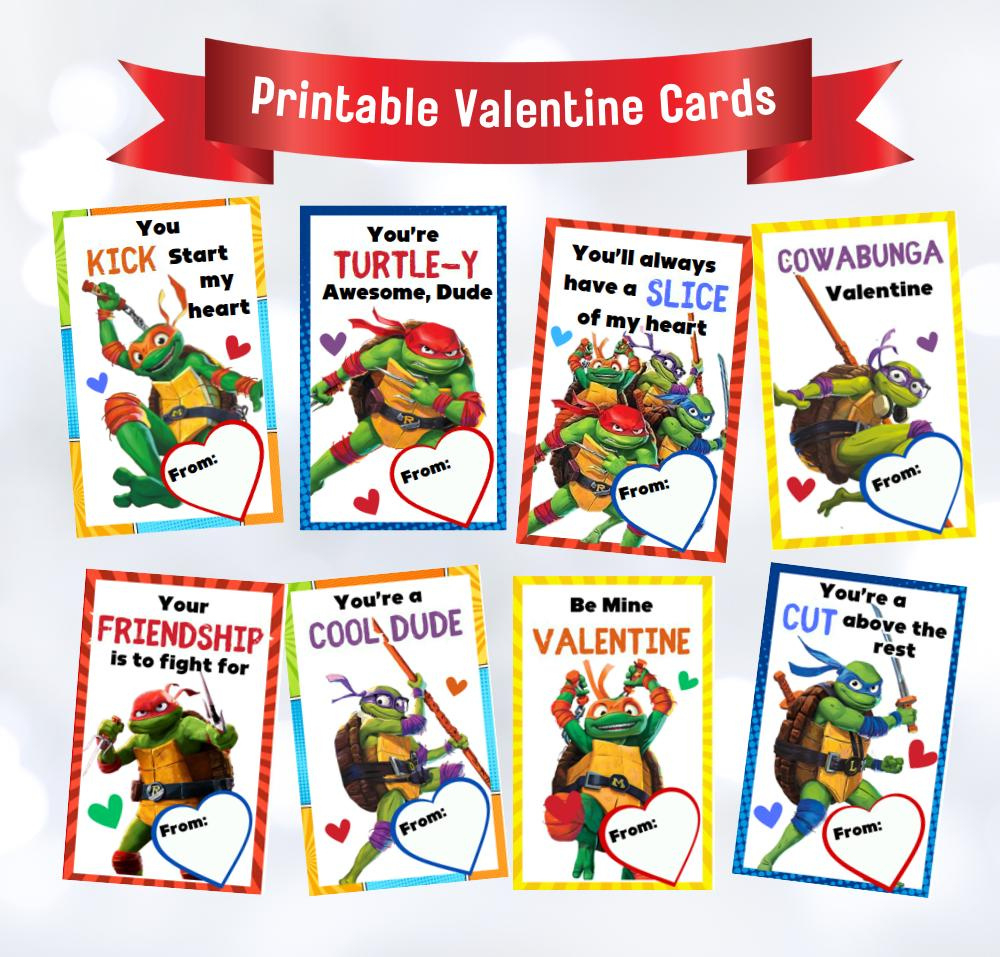 Ninja Turtles Printable Valentines, Ninja Turtle Valentine Cards for Printable Ninja Turtle Valentines
