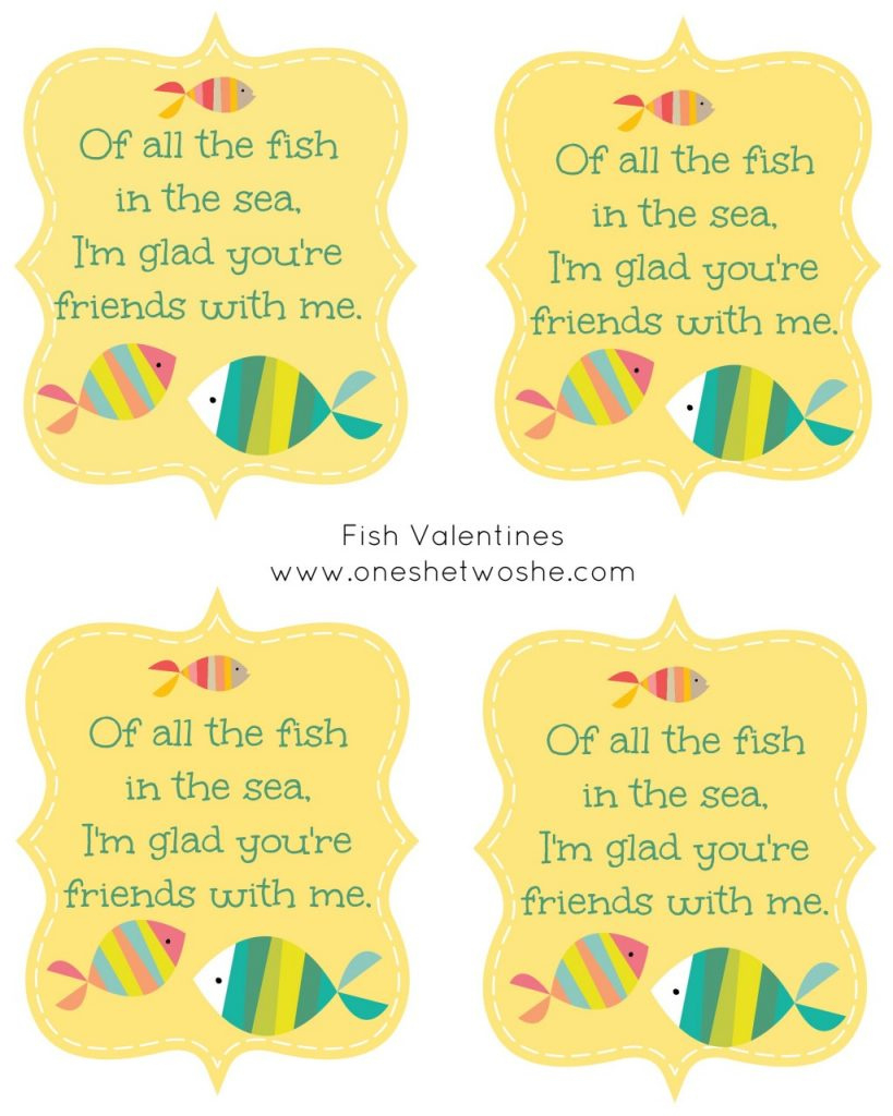 Of All The Fish In The Sea&amp;#039; - Fish Valentine Printable for Of All The Fish In The Sea Valentine Printable