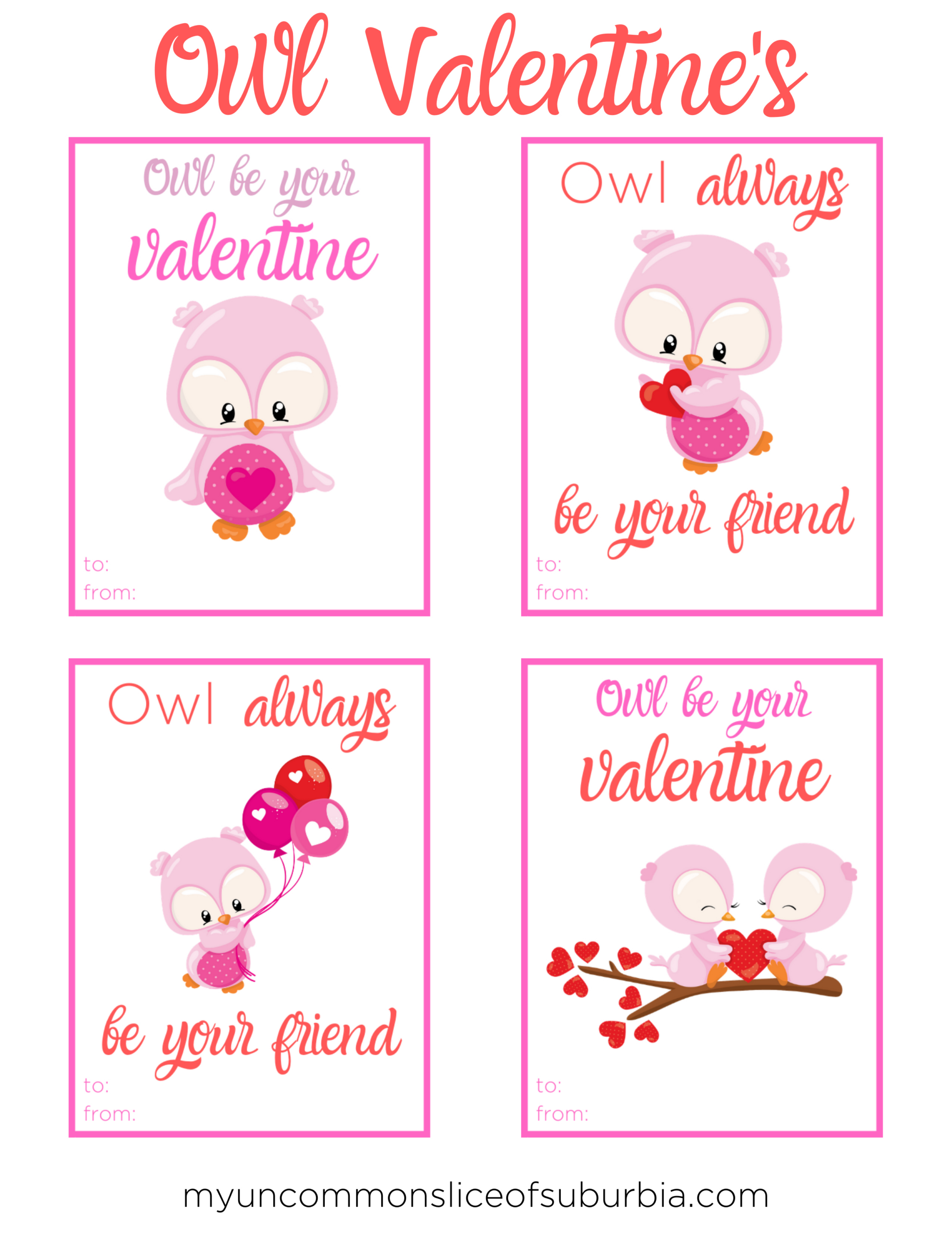 Owl Valentine Cards Free Printable - My Uncommon Slice Of Suburbia with regard to Printable Valentine Sayings