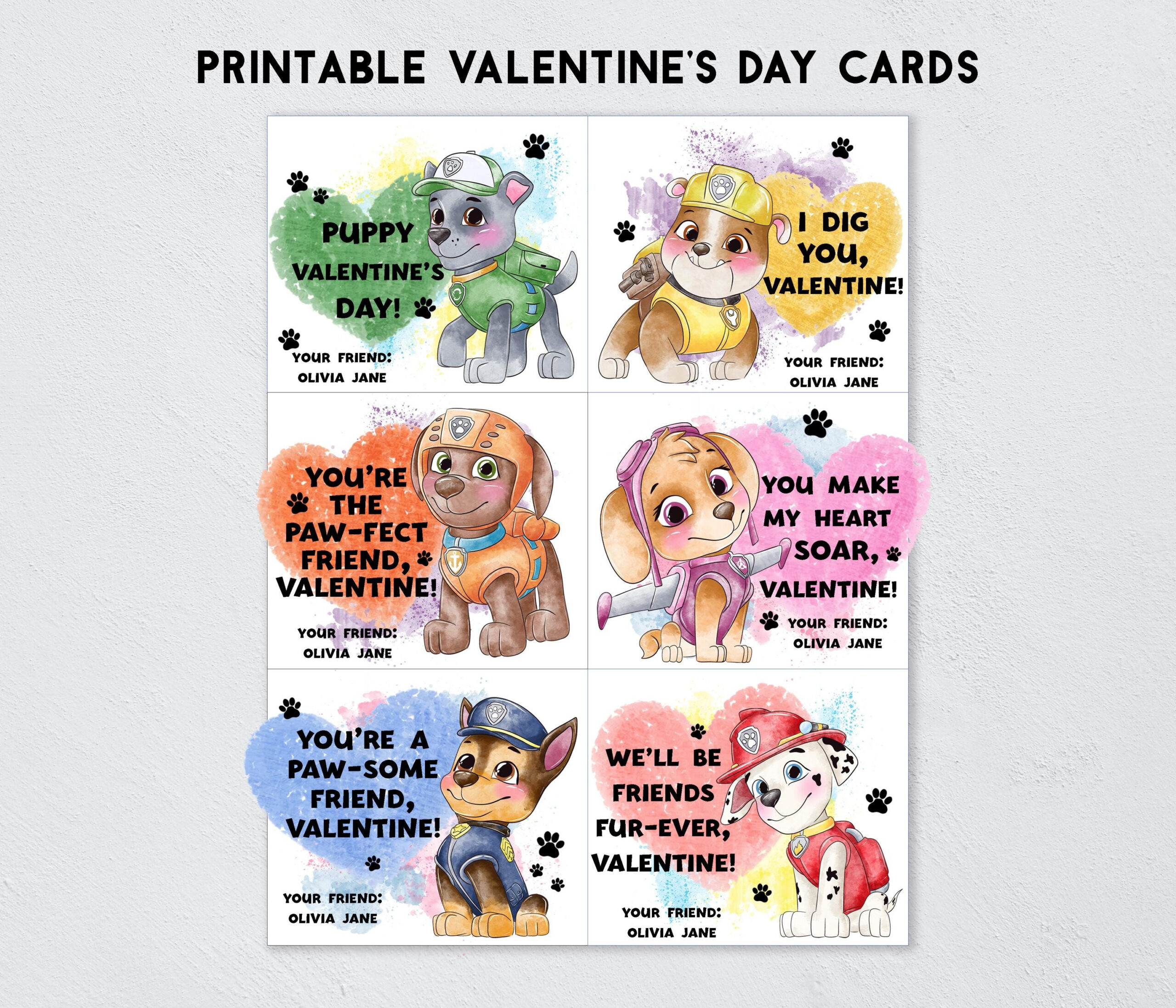 Paw Patrol Valentine - Etsy in Paw Patrol Valentines Cards Printable