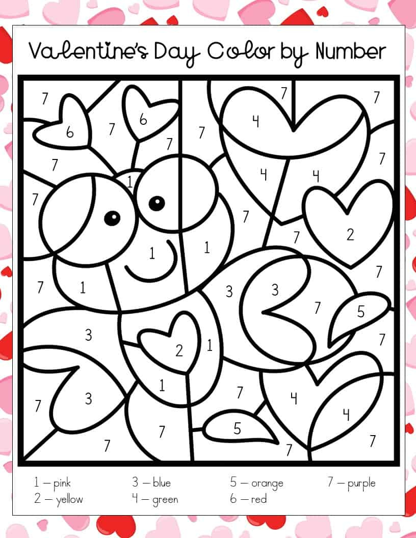 Preschool Valentine Free Printable Valentine&amp;#039;S Day Color, Count for Valentines Color By Number Free Printable
