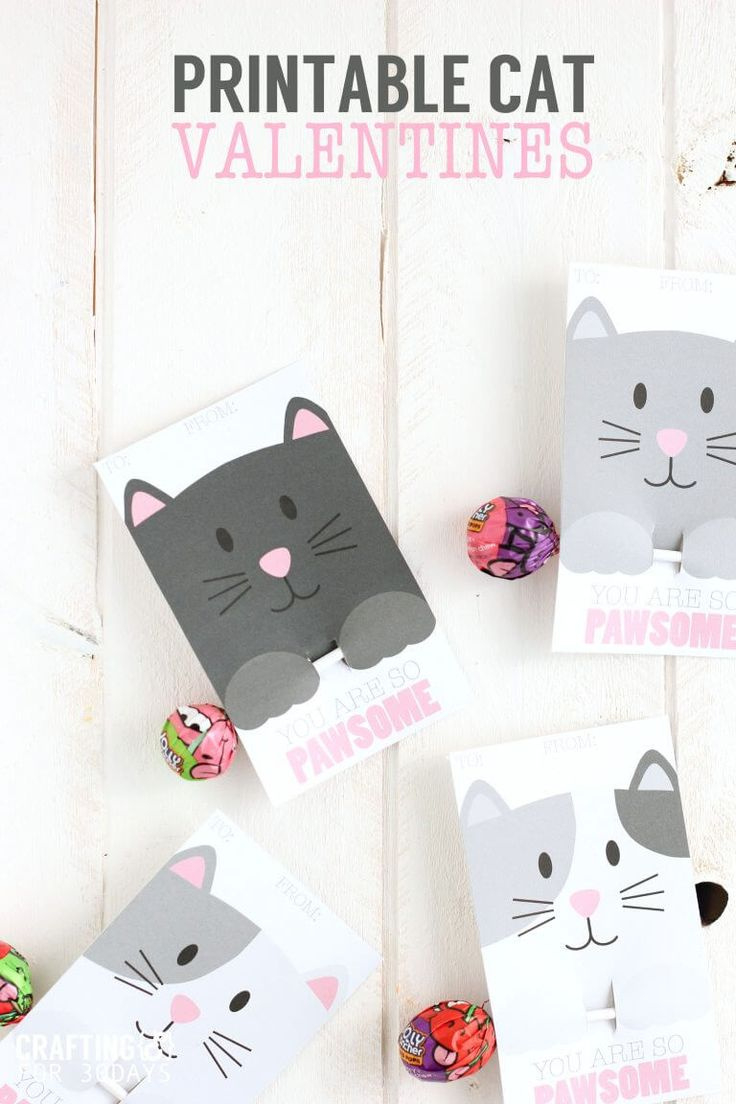 Printable Cat Valentine Day Cards for Printable Cat Valentines Day Cards
