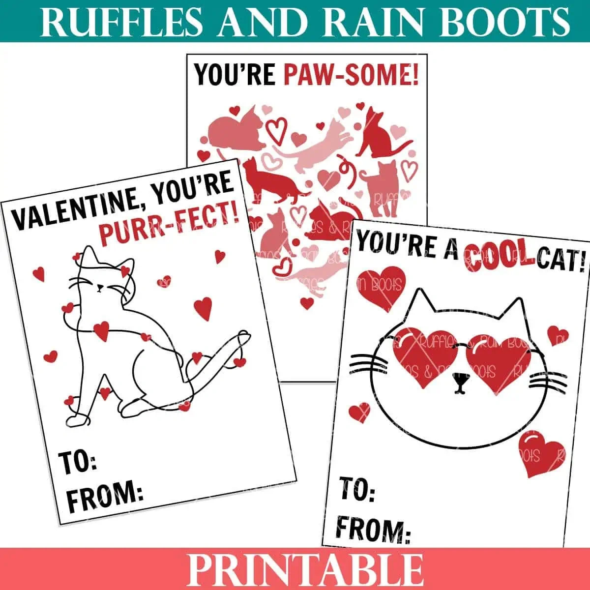 Printable Cat Valentines For The Classroom within Printable Cat Valentines Day Cards