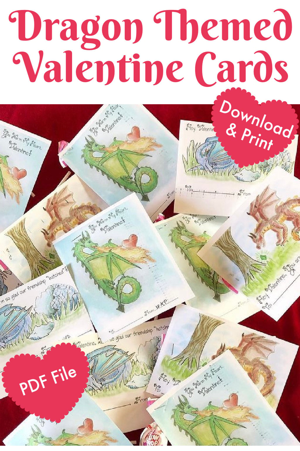Printable Fantasy Dragon Valentine'S Cards - Melinda Newson inside Printable Dragon Valentine Cards