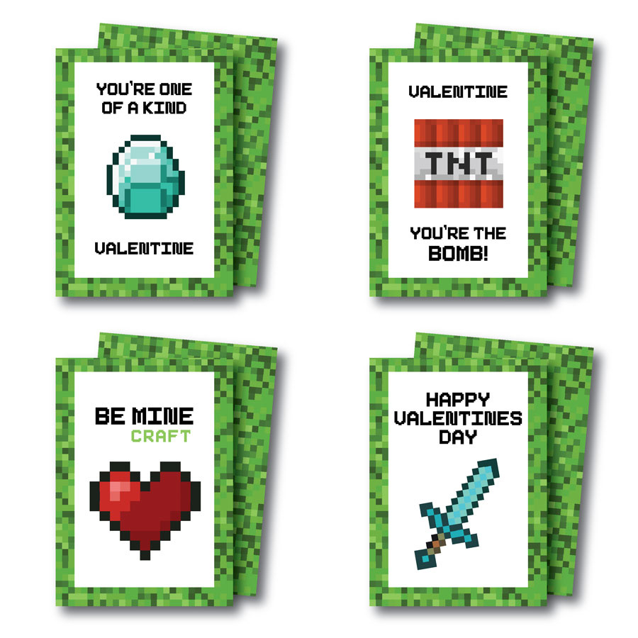 Printable Minecraft Valentines Cards for Printable Minecraft Valentine Cards