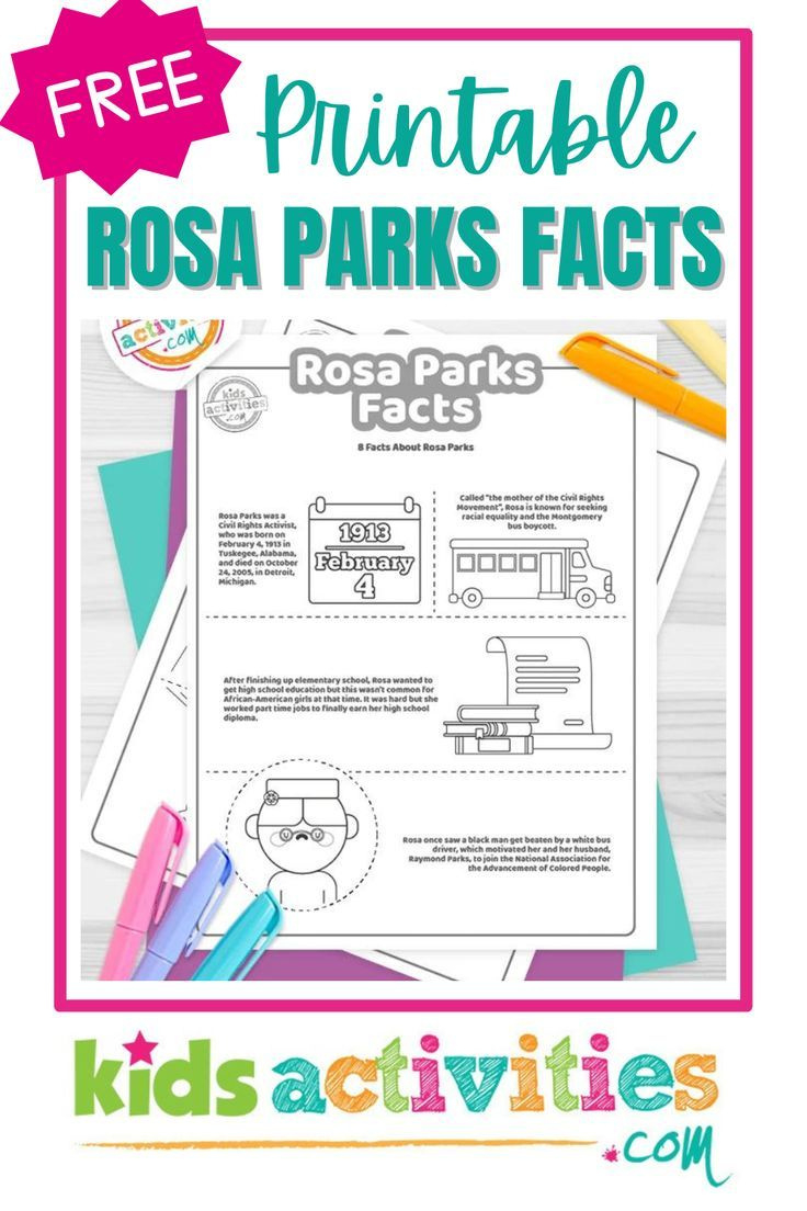 Printable Rosa Parks Facts for Rosa Parks Printables