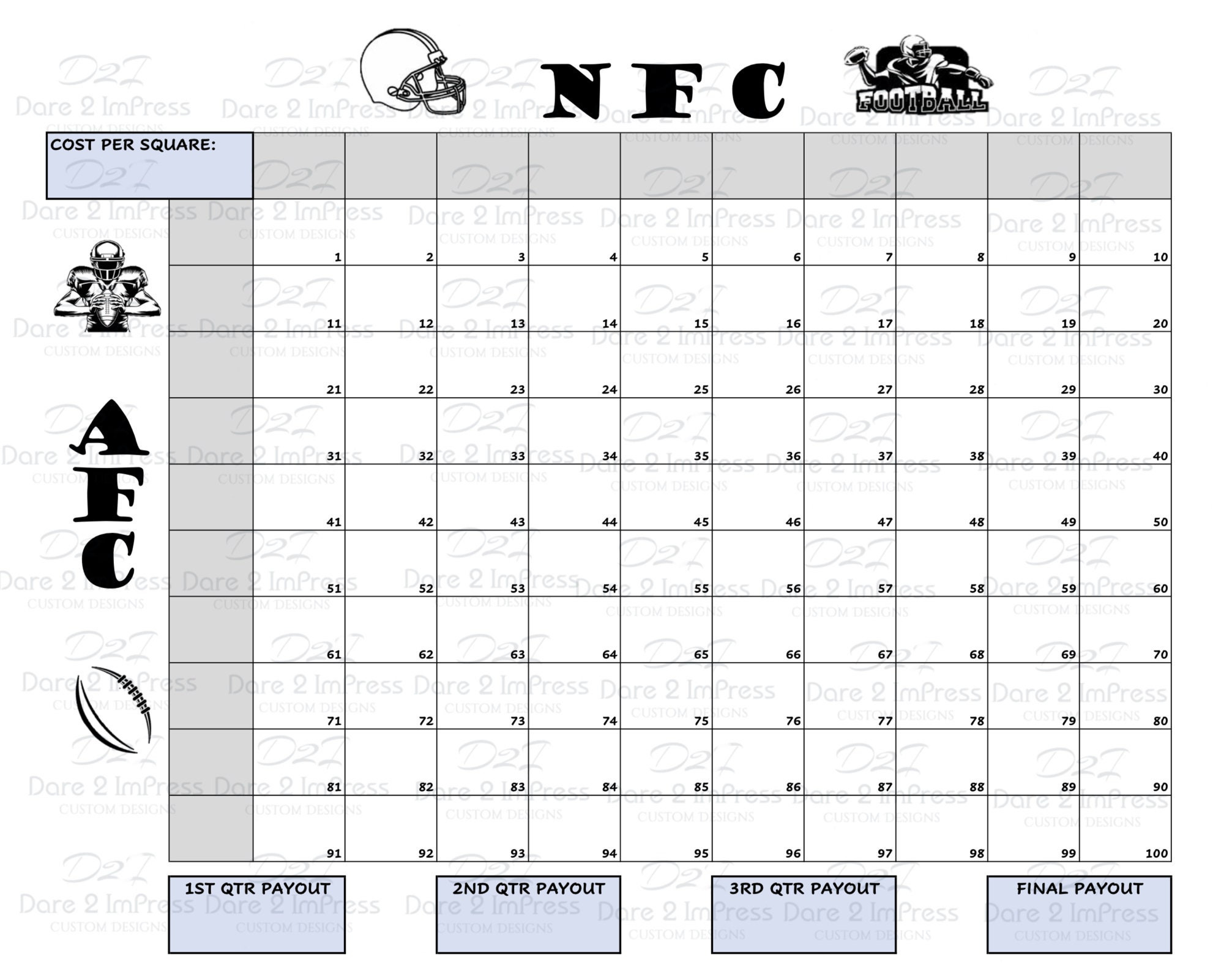 Printable Super Bowl Boxes. Football Grid. Super Bowl Squares regarding Super Bowl Box Template Printable