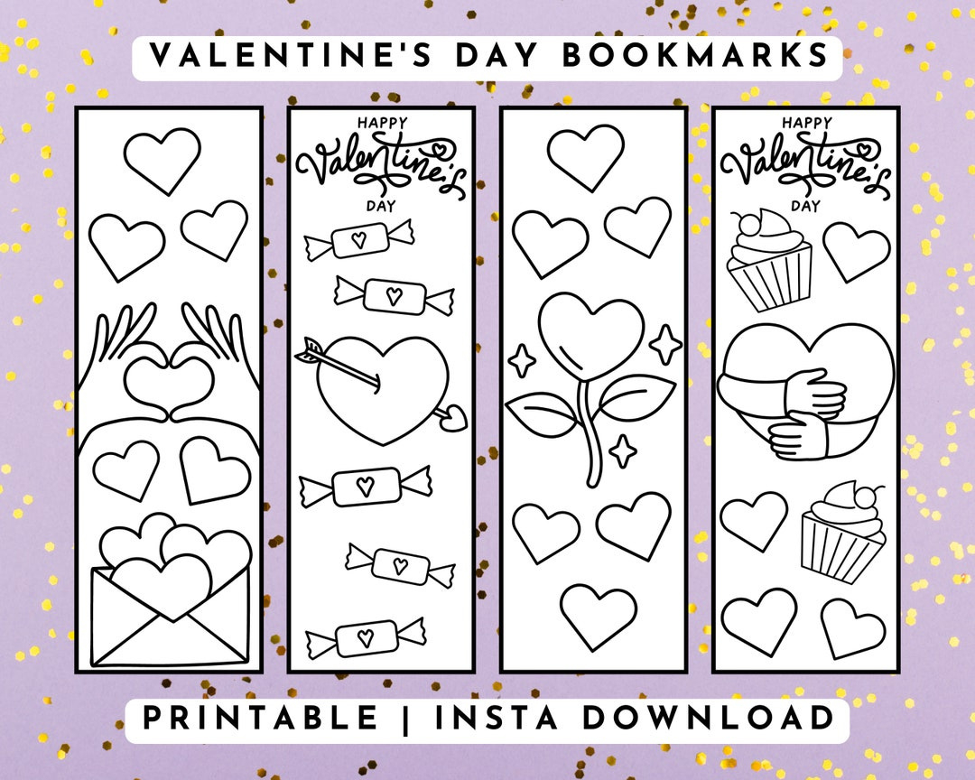 Printable Valentine&amp;#039;S Day Bookmark, Color Your Own Valentine within Printable Valentine Bookmarks