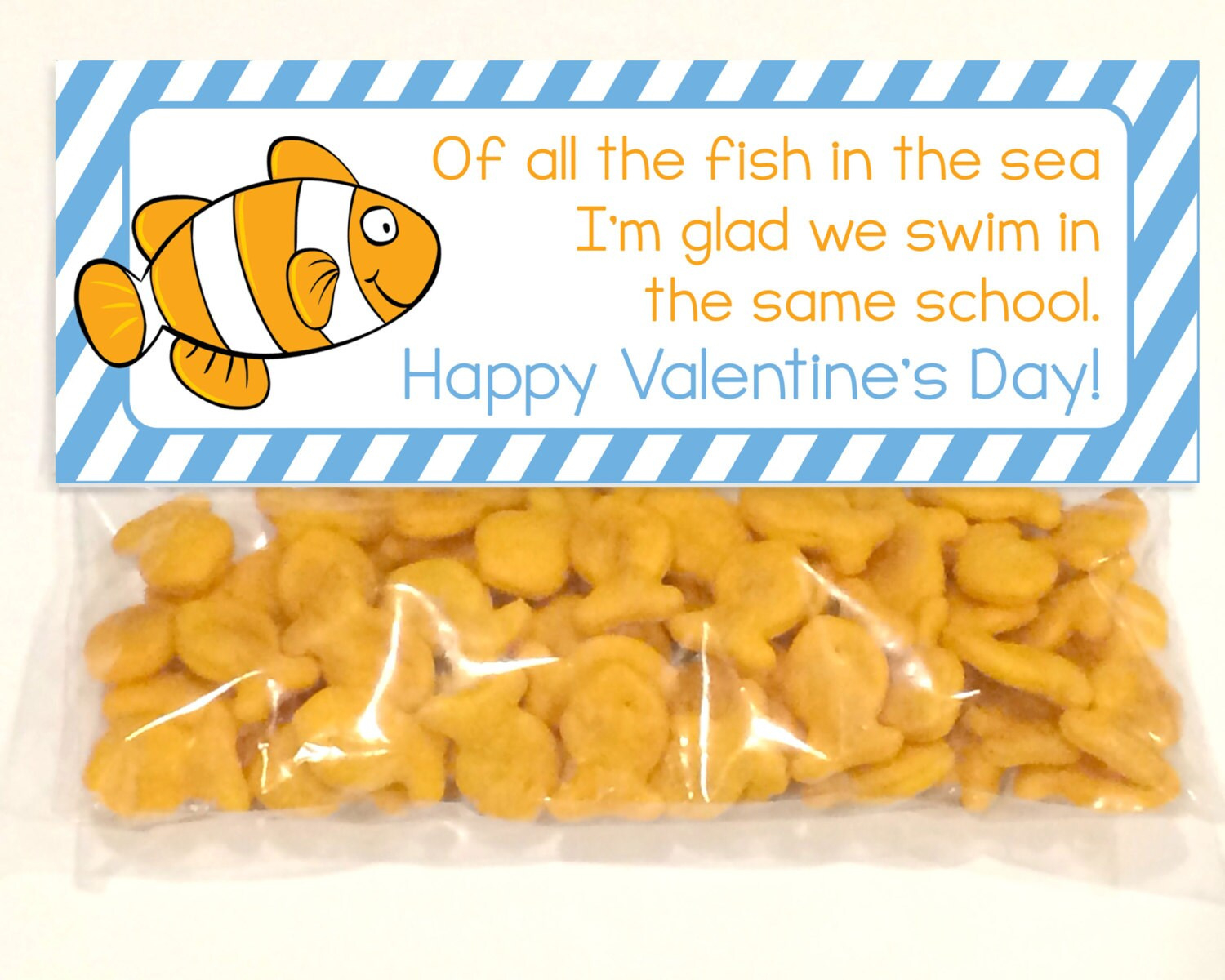 Printable Valentine&amp;#039;S Day Goodie Bag/Treat Bag Topper - &amp;quot;Of All within Of All The Fish In The Sea Valentine Printable
