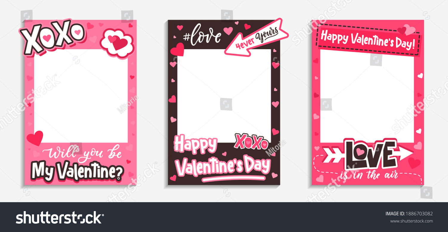 Printable Valentines Day Photo Frames Pink Stock Vector (Royalty pertaining to Printable Valentine Picture Frames