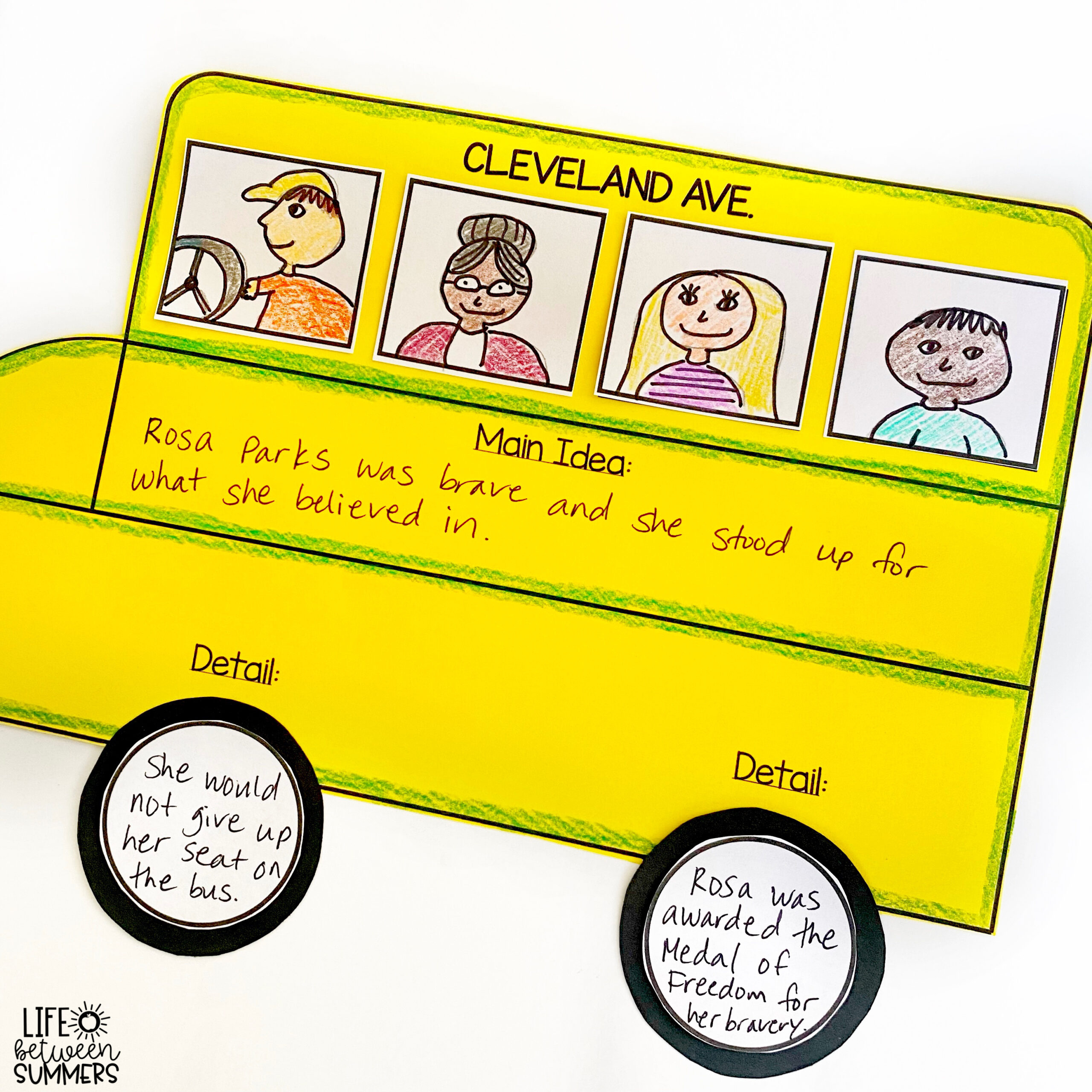 Rosa Parks Activities With Close Reading, Writing, Main Idea & Details Bus Craft - Life Between Summers inside Printable Rosa Parks Craft