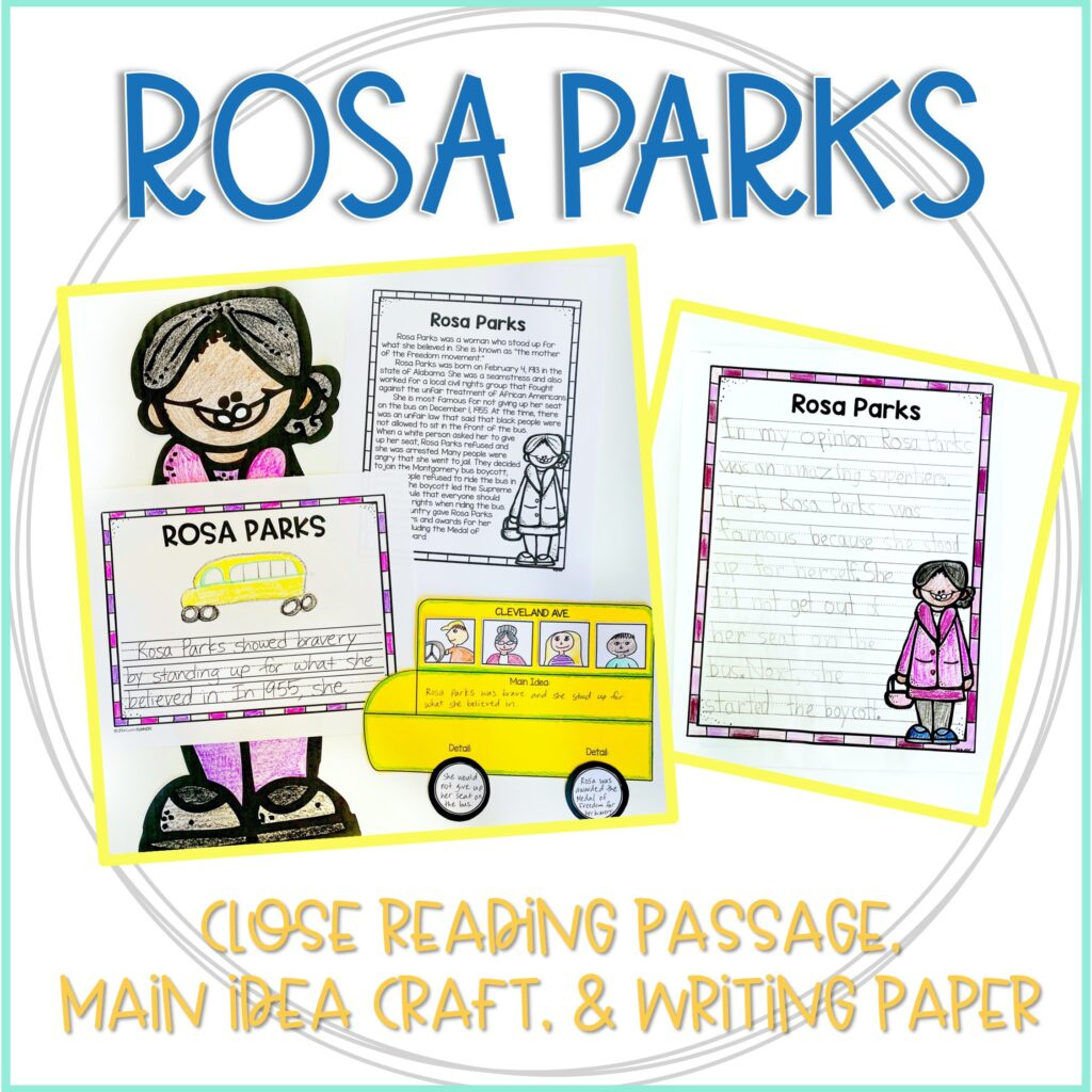 Rosa Parks Activities With Close Reading, Writing, Main Idea pertaining to Rosa Parks Bus Craft Printable