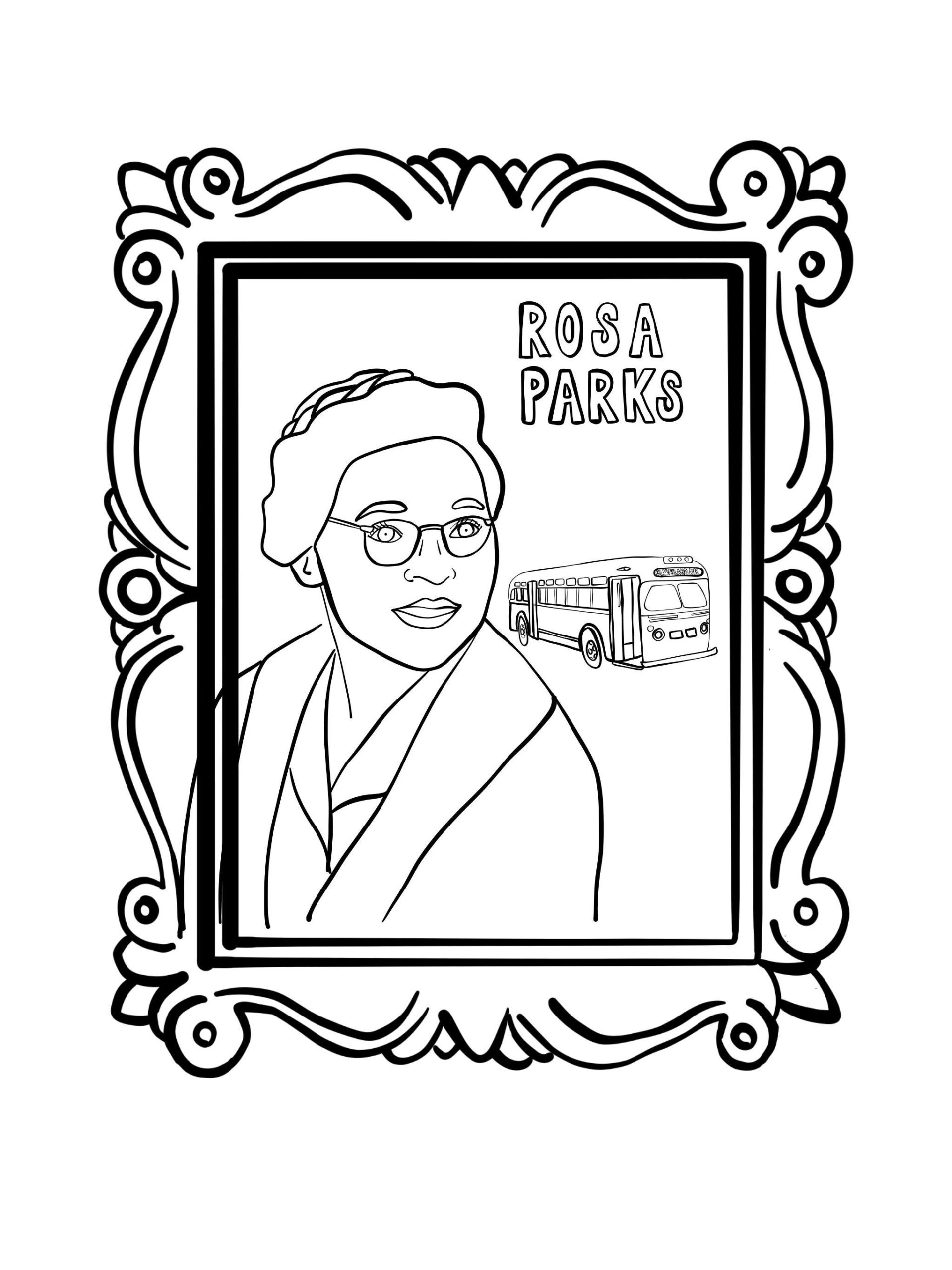 Rosa Parks - Ausmalbild Für Kinder - Etsy.de in Rosa Parks Coloring Page Printable