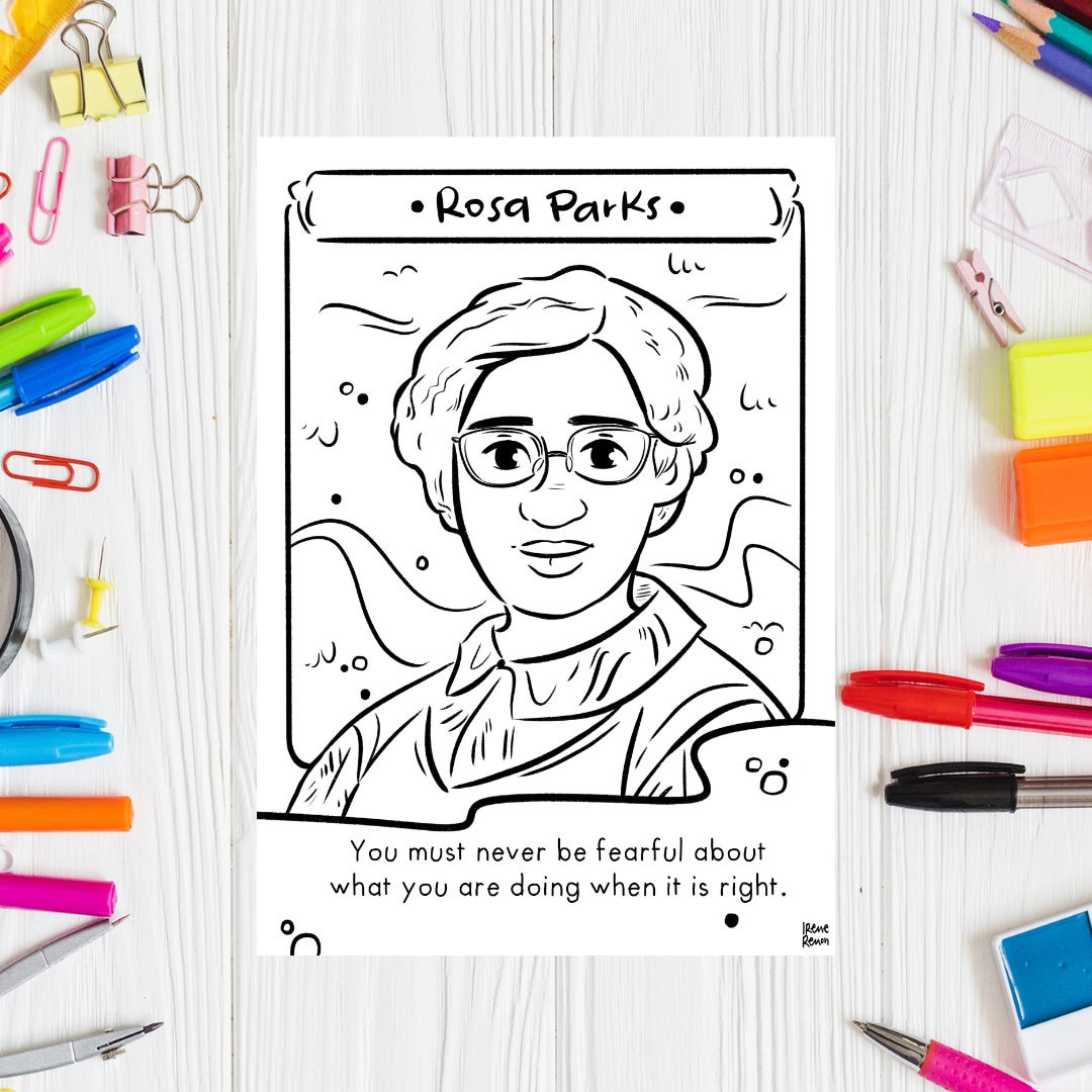 Rosa Parks Coloring Page: Black History Month Printable (Digital intended for Printable Coloring Book Rosa Parks Coloring Page