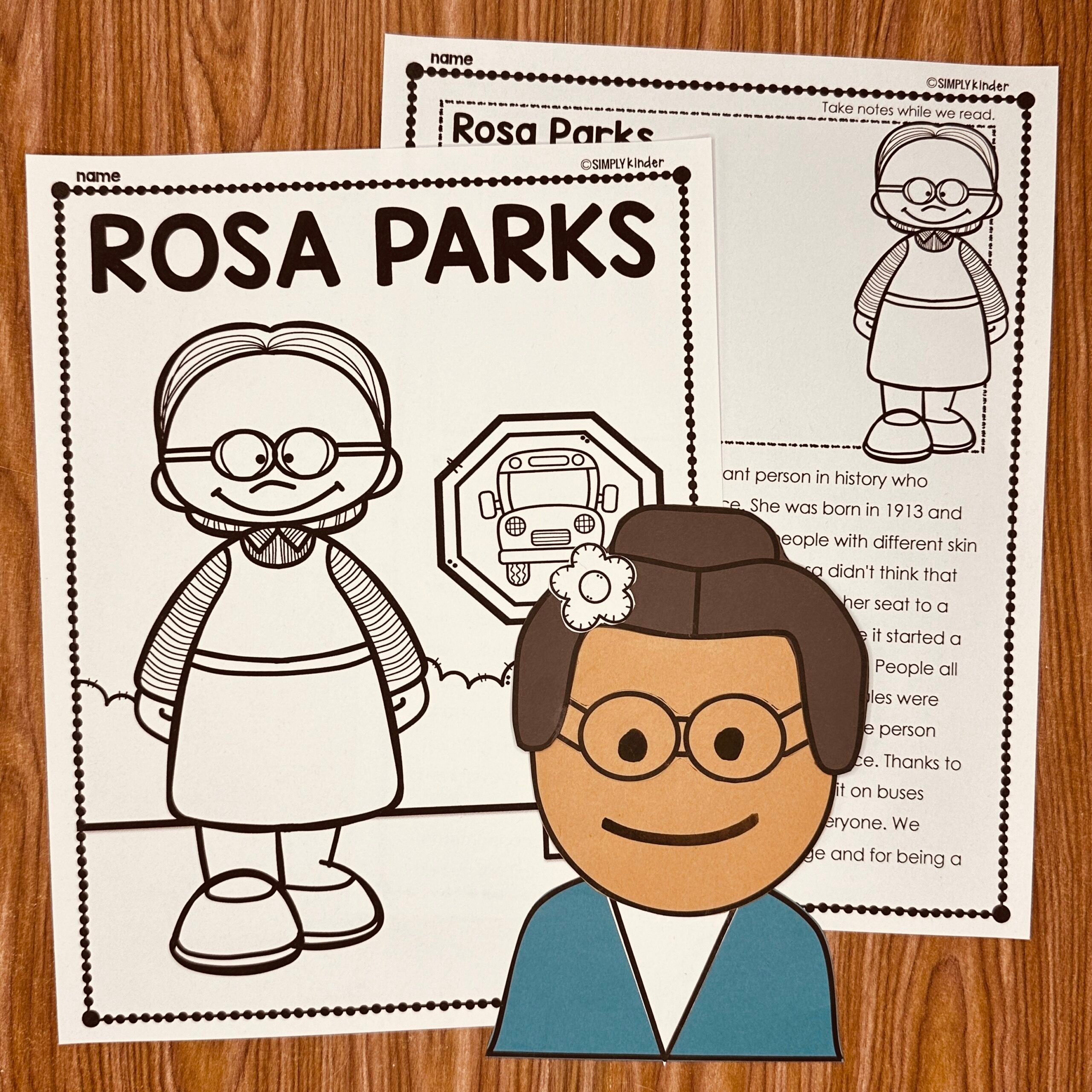 Rosa Parks Craft And Reports - Simply Kinder + Printable Membership with regard to Rosa Parks Free Printable