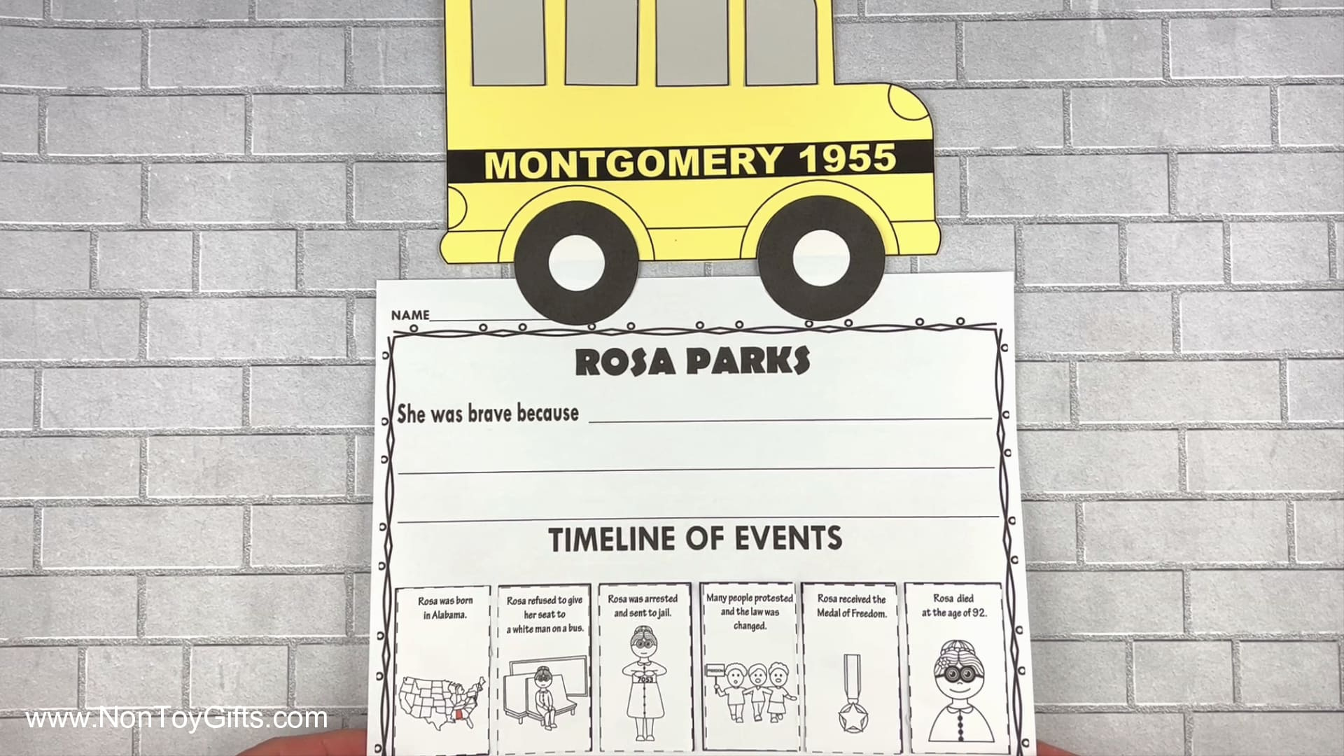 Rosa Parks Craft And Writing Activity With Printable - Non-Toy Gifts throughout Rosa Parks Printable Bus