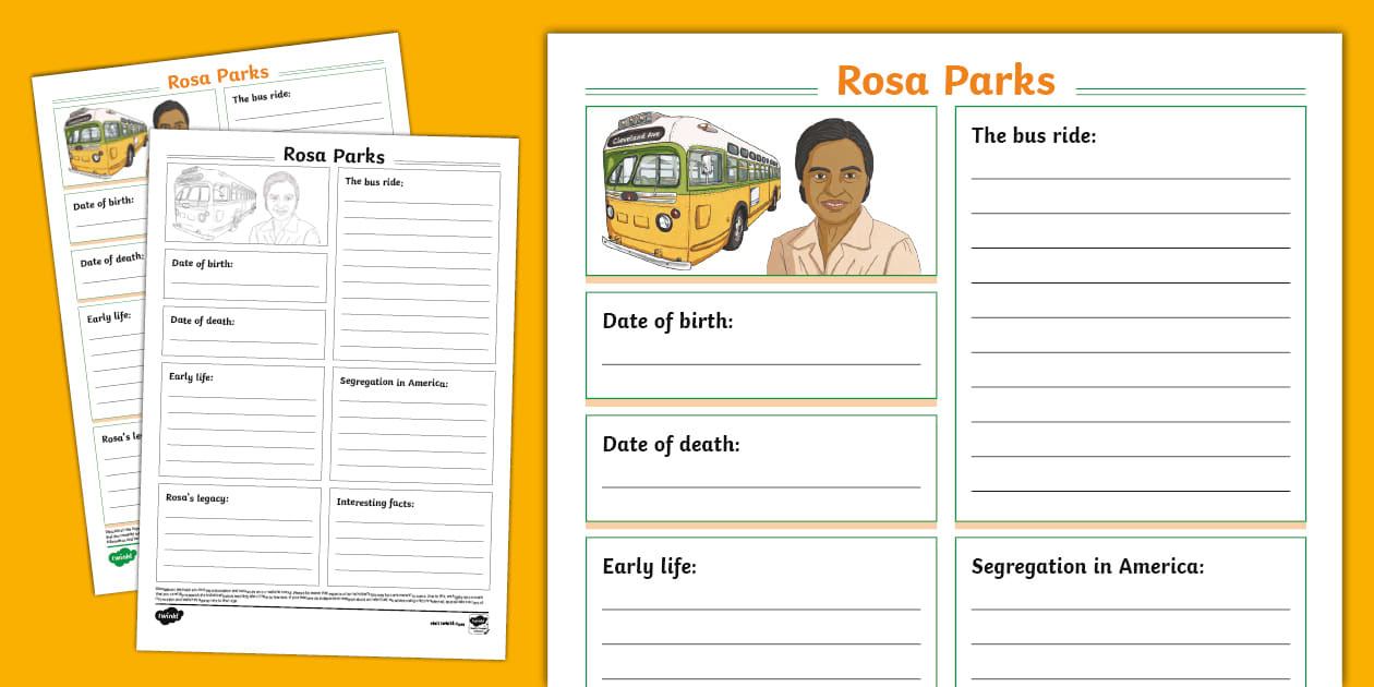 Rosa Parks Fact File Template throughout Printable Facts About Rosa Parks
