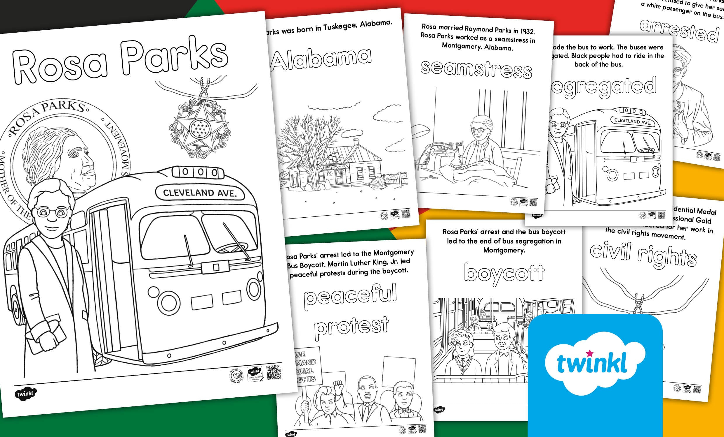 Rosa Parks Read, Trace, And Color Activity Booklet For K-2Nd Grade intended for Rosa Parks Coloring Printables