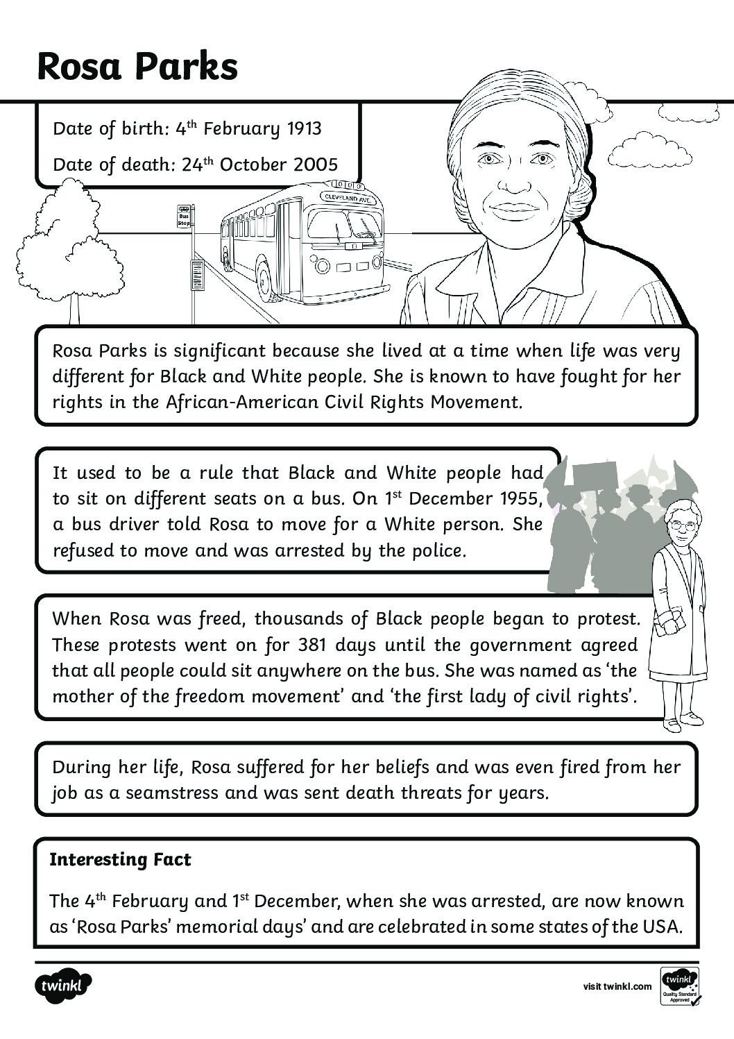 Rosa-Parks-Significant-Individual-Fact-Sheet 1 - St Cyprian&amp;#039;S with Rosa Parks Fact Sheet Printable