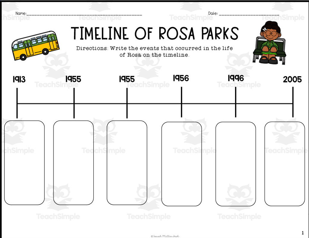Rosa Parks Timeline Cut And Paste with Rosa Parks Timeline Printable