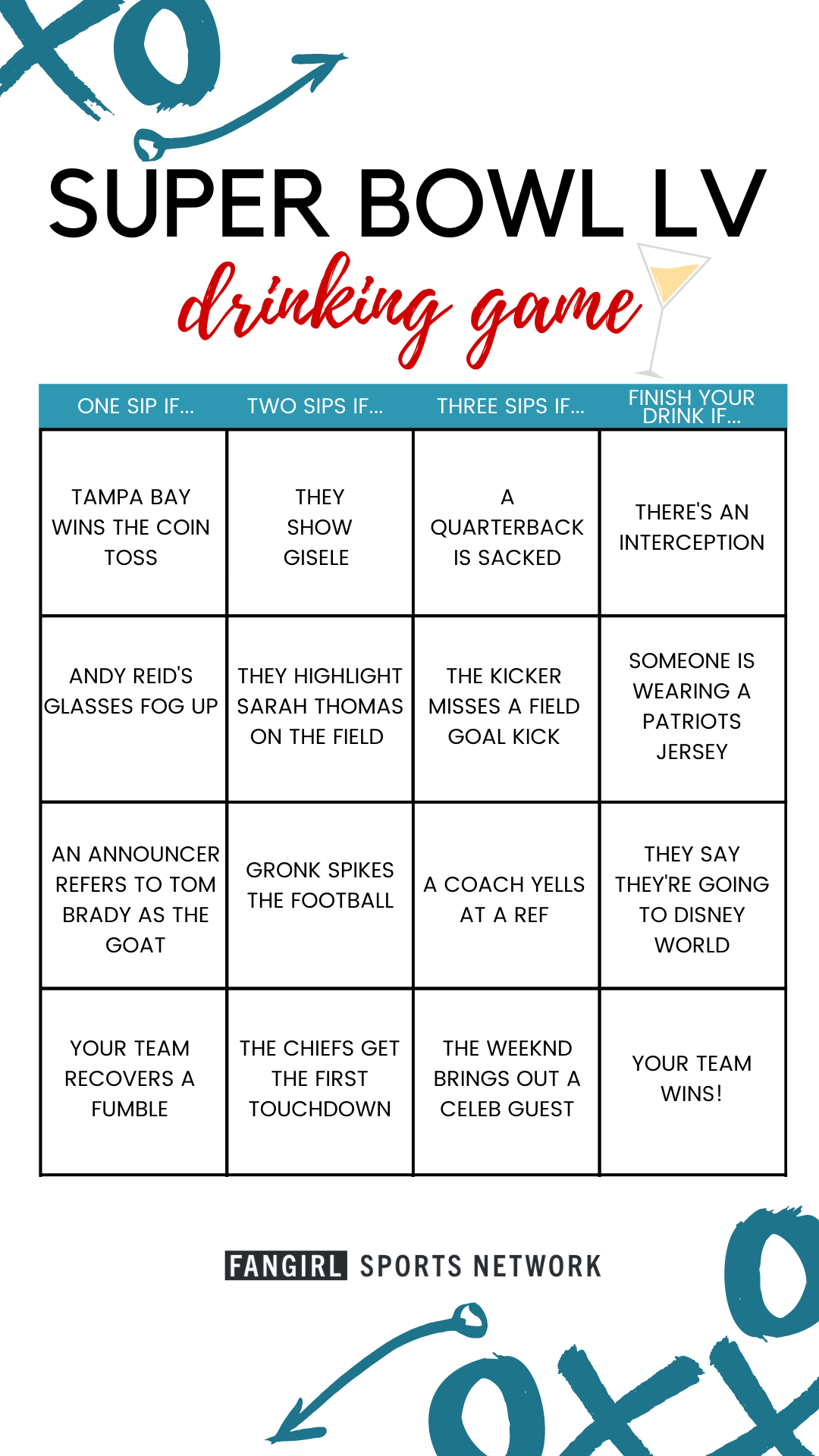 Super Bowl Drinking Game - Fangirl Sports Network pertaining to Super Bowl Drinking Game Printable