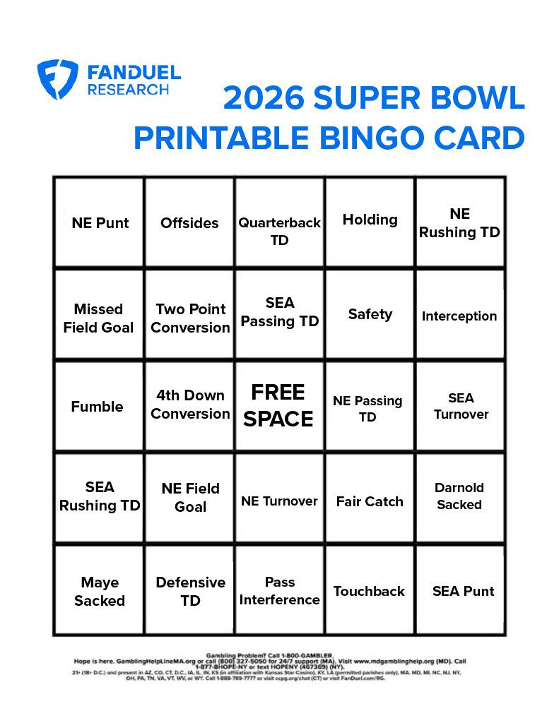 Super Bowl Lx Printable Bingo Card For Seahawks Vs. Patriots with regard to Super Bowl Bingo 2026 Free Printable