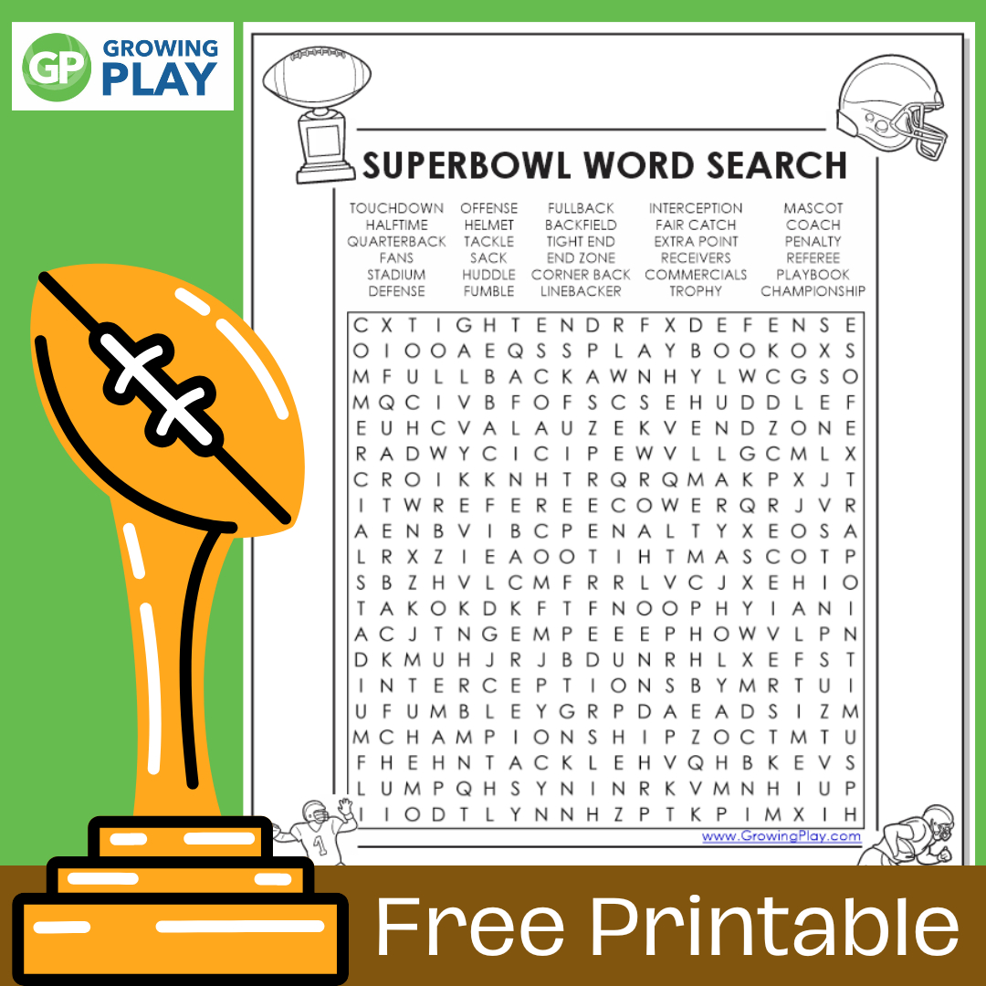 Superbowl Word Search Free Printable - Growing Play with regard to Super Bowl Word Search Printable