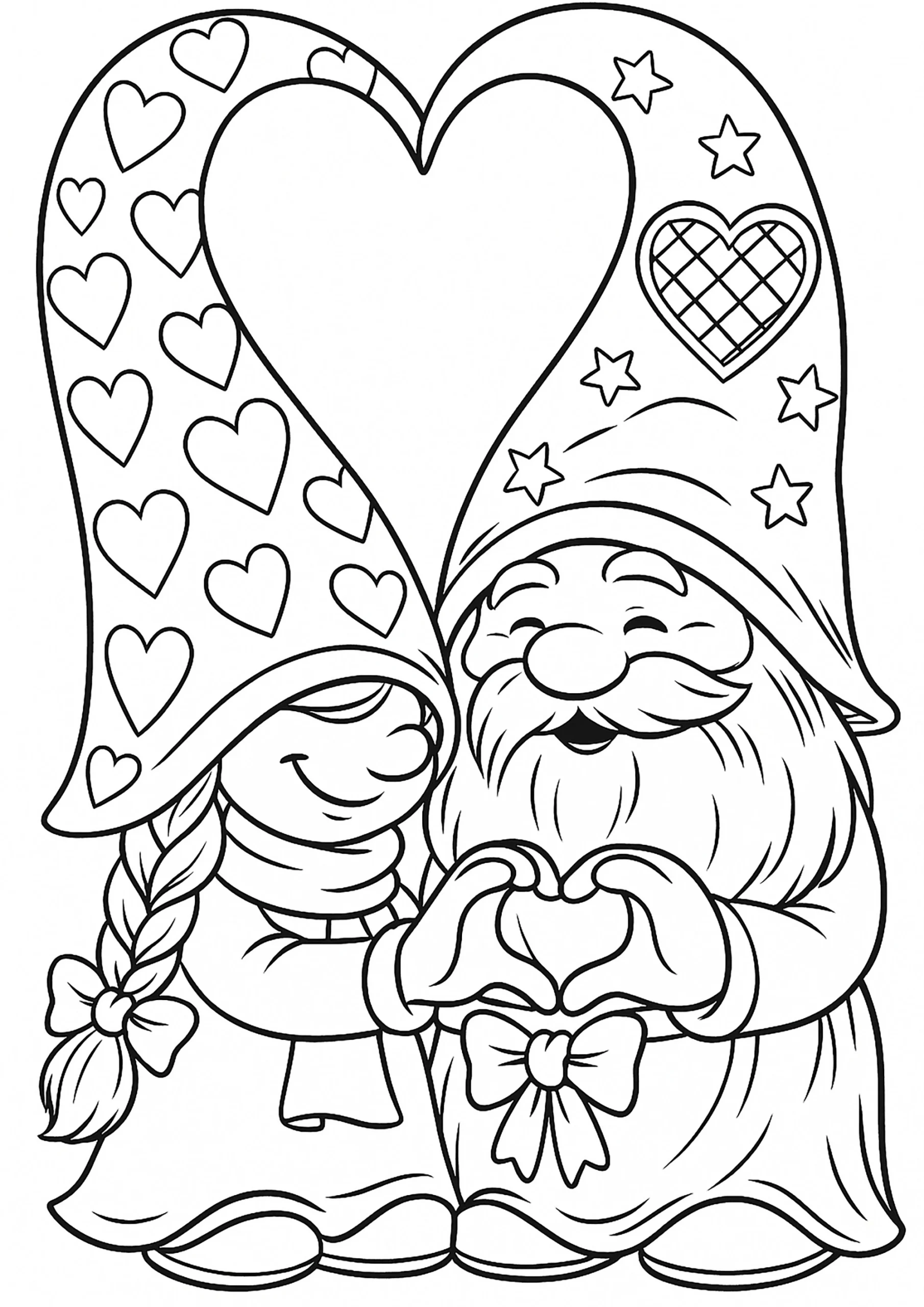 Two Elves In Love - Valentines Day Coloring Pages For Kids pertaining to Valentines Day Coloring Printable