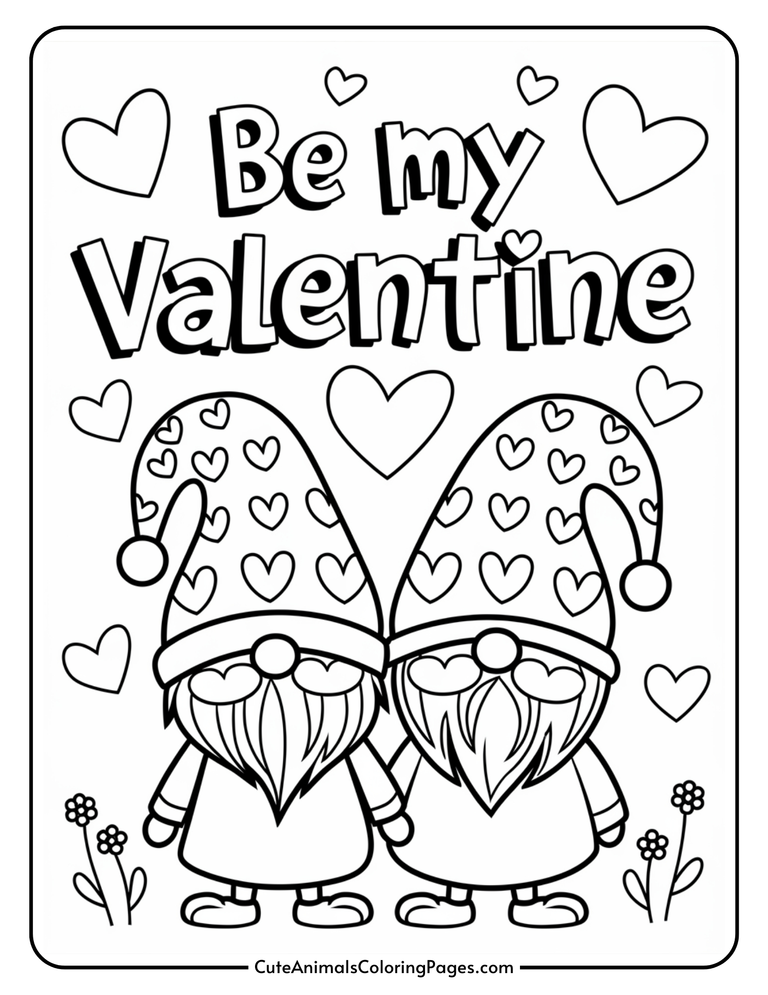 Valentine Gnome Coloring Pages (6 Free Printable Pdf Pages) - Cute with regard to Valentines Coloring Pages Free Printable