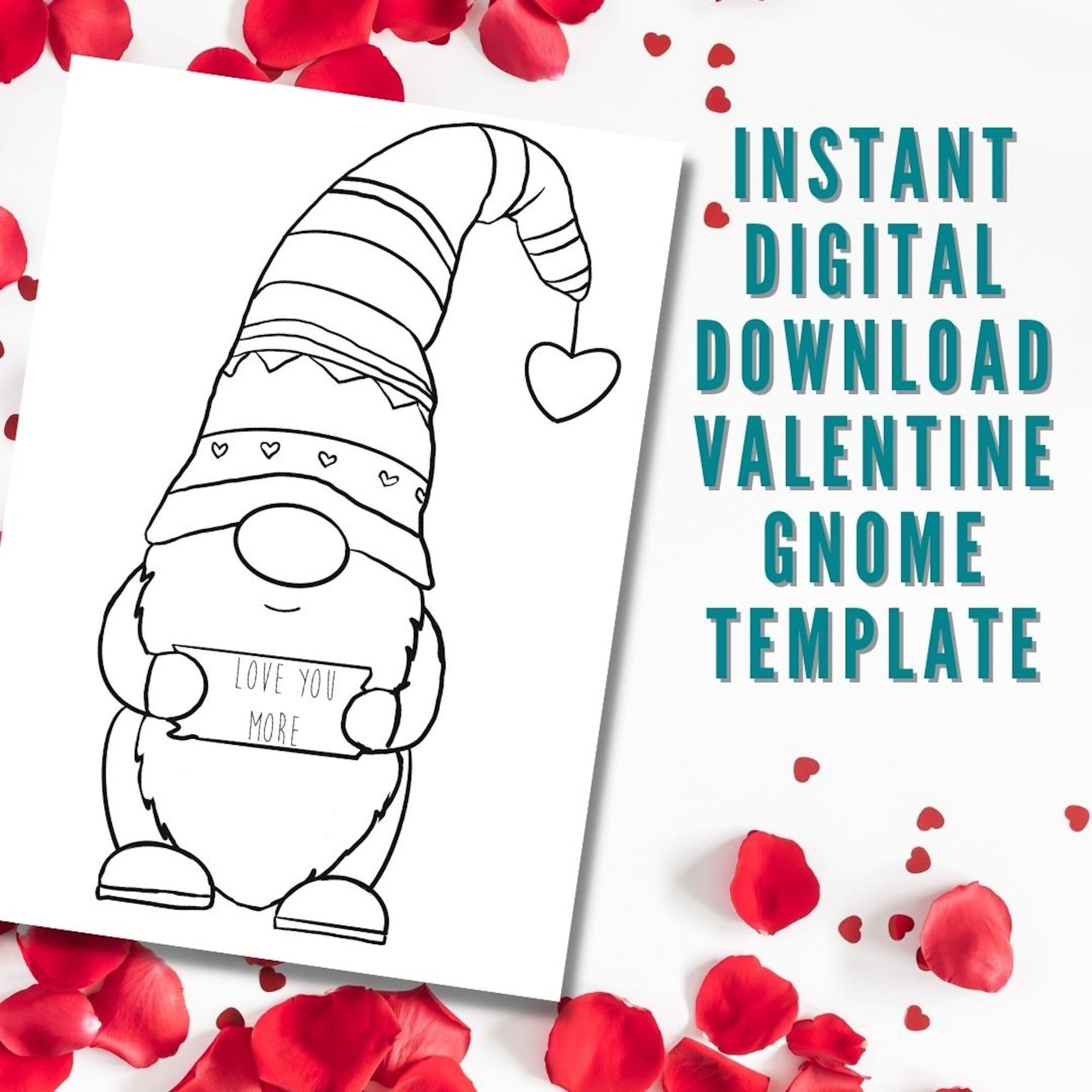 Valentine Gnome Painting Template: Diy Craft (Digital Download) - Etsy with regard to Printable Valentine Gnome Templates
