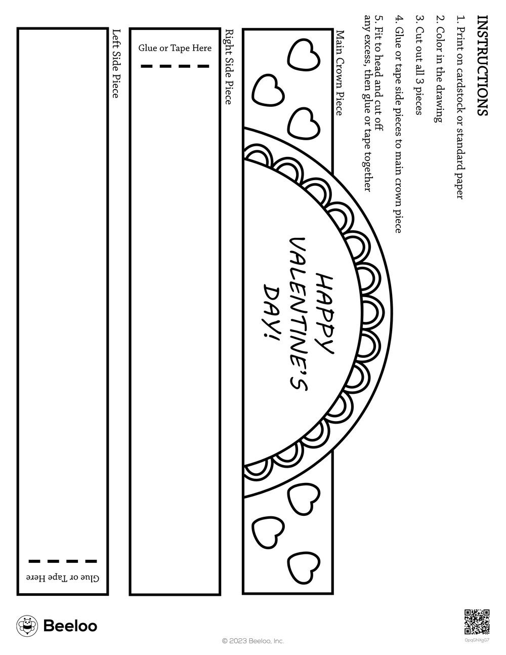 Valentine-Themed Paper Hats • Beeloo Printable Crafts And with Printable Valentine Hat