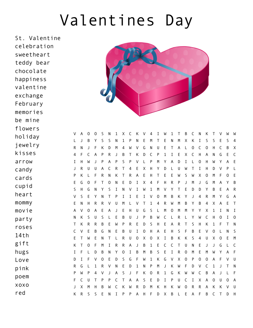 Valentine Word Search - Wordmint regarding Valentine Day Word Search Printable