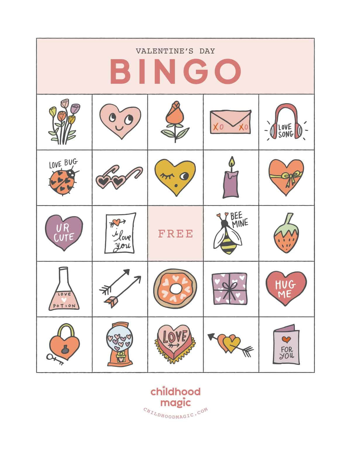 Valentine&amp;#039;S Day Bingo - Childhood Magic regarding Printable Free Printable Printable Valentine&amp;amp;#039;s Day Bingo Cards