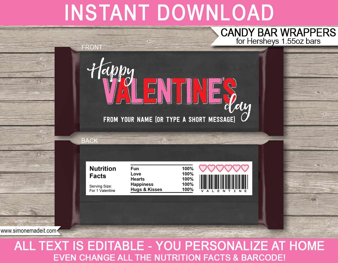 Valentine&amp;#039;S Day Candy Bar Wrappers Template with regard to Printable Valentine Candy Bar Wrappers