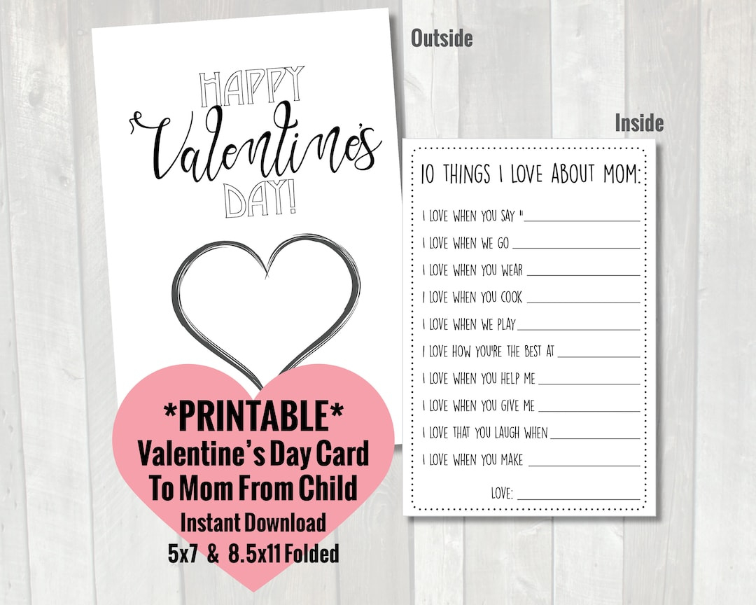 Valentines Day Cards Mom Printable Valentines Day Card, Kids in Printable Valentine Cards For Mom