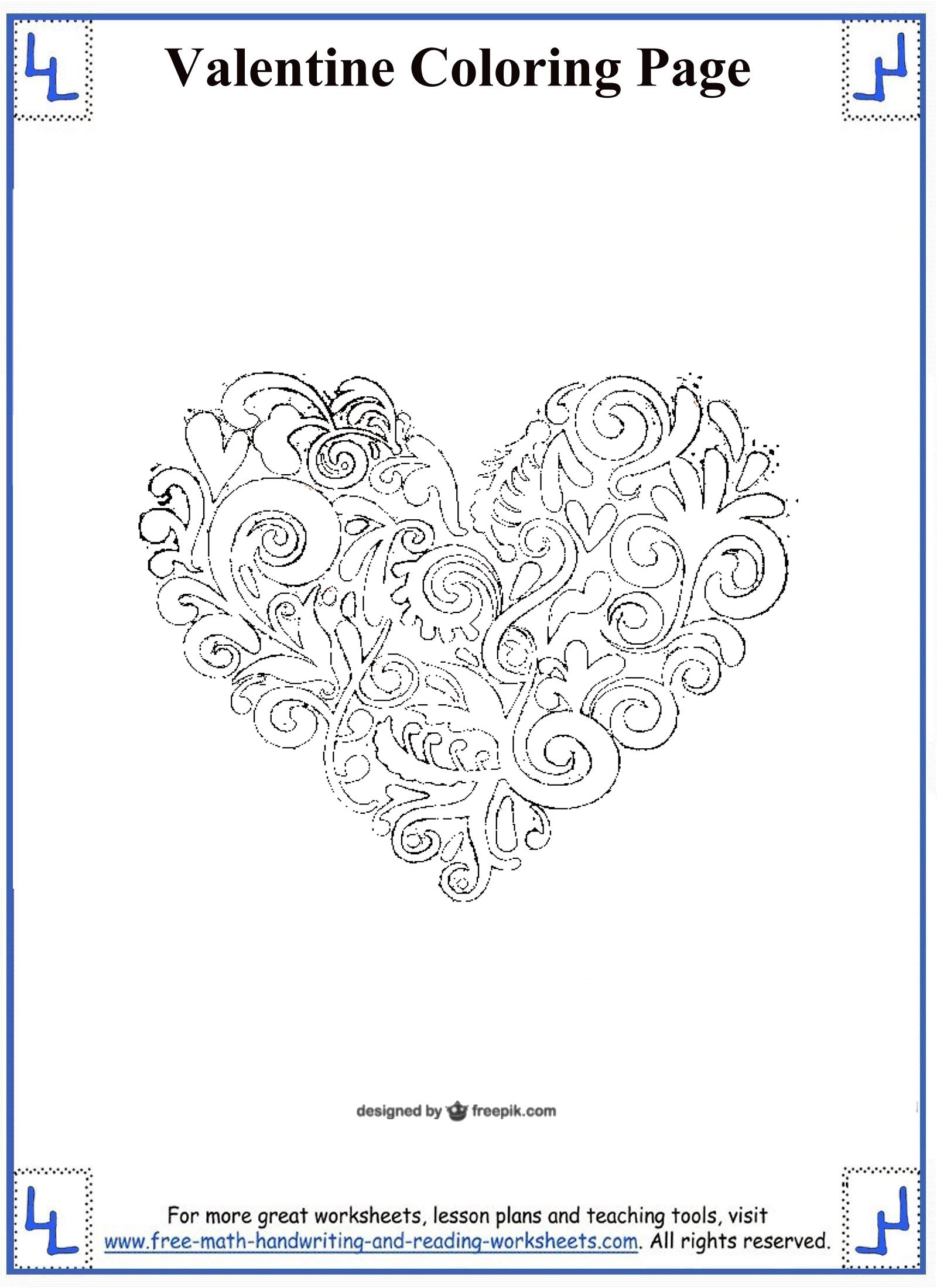 Valentines Day Coloring Pages with regard to Printable Valentine Worksheets