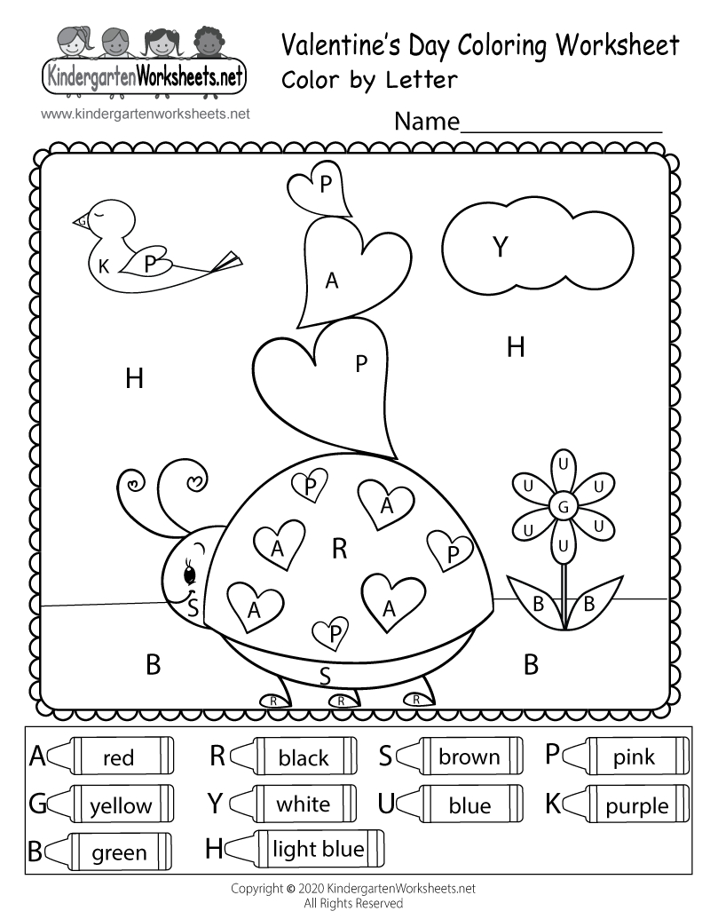 Valentine'S Day Colorletter Worksheet - Free Printable with regard to Printable Valentine Worksheets