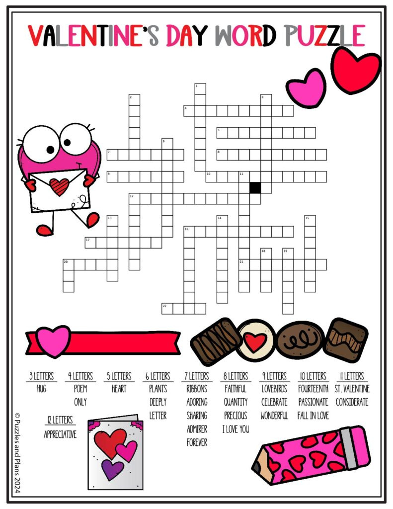 Valentine'S Day Crossword Puzzle Pdf Valentine Crossword Puzzle pertaining to Valentine's Day Crossword Puzzle Free Printable