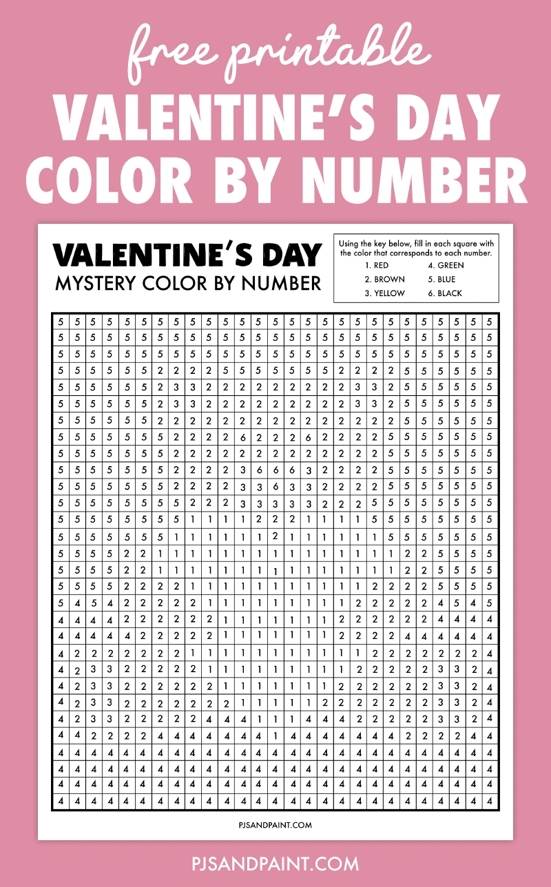 Valentine&amp;#039;S Day Mystery Colornumber - Pjs And Paint with Valentines Color By Number Free Printable