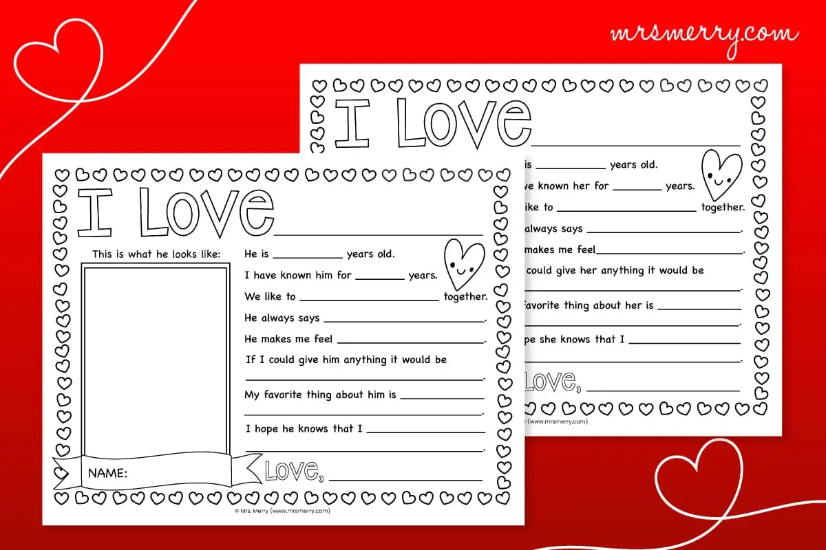 Valentine&amp;#039;S Day Questionnaire For Kids Printable | Mrs. Merry throughout Printable Valentine Questionnaire For Kids
