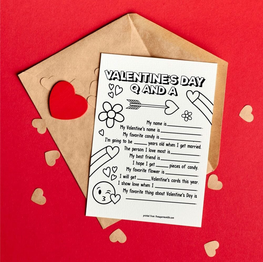Valentine&amp;#039;S Day Questionnaire Printable For Kids for Printable Valentine Questionnaire For Kids