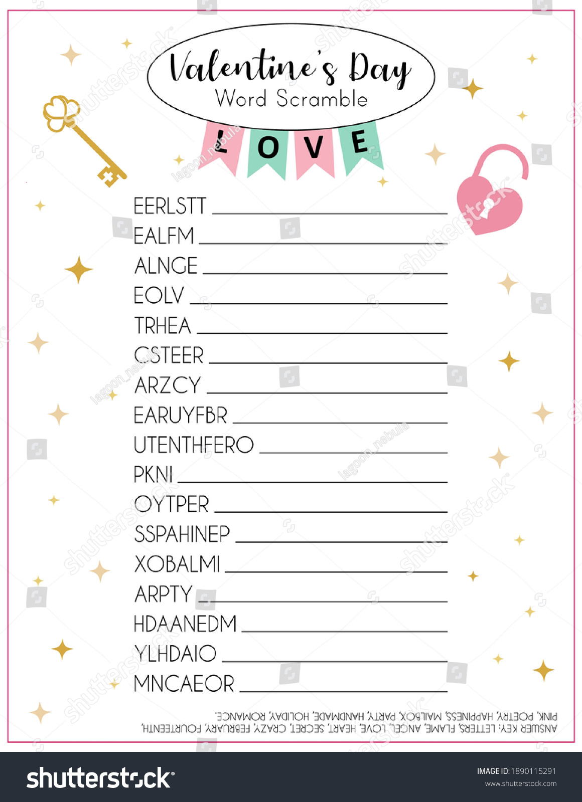Valentine'S Day Word Scramble Answers Free Printable Valentine'S for Valentine's Day Word Scramble Free Printable