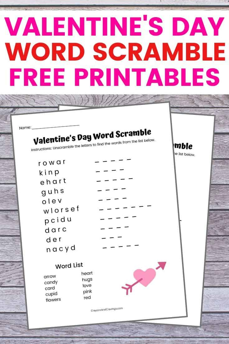 Valentine'S Day Word Scramble Free Printable With Answer Key for Valentine's Day Word Scramble Free Printable