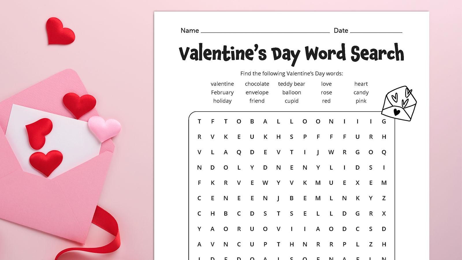 Valentine&amp;#039;S Day Word Search: Free Printable + Answer Key in Free Printable Valentine Word Searches