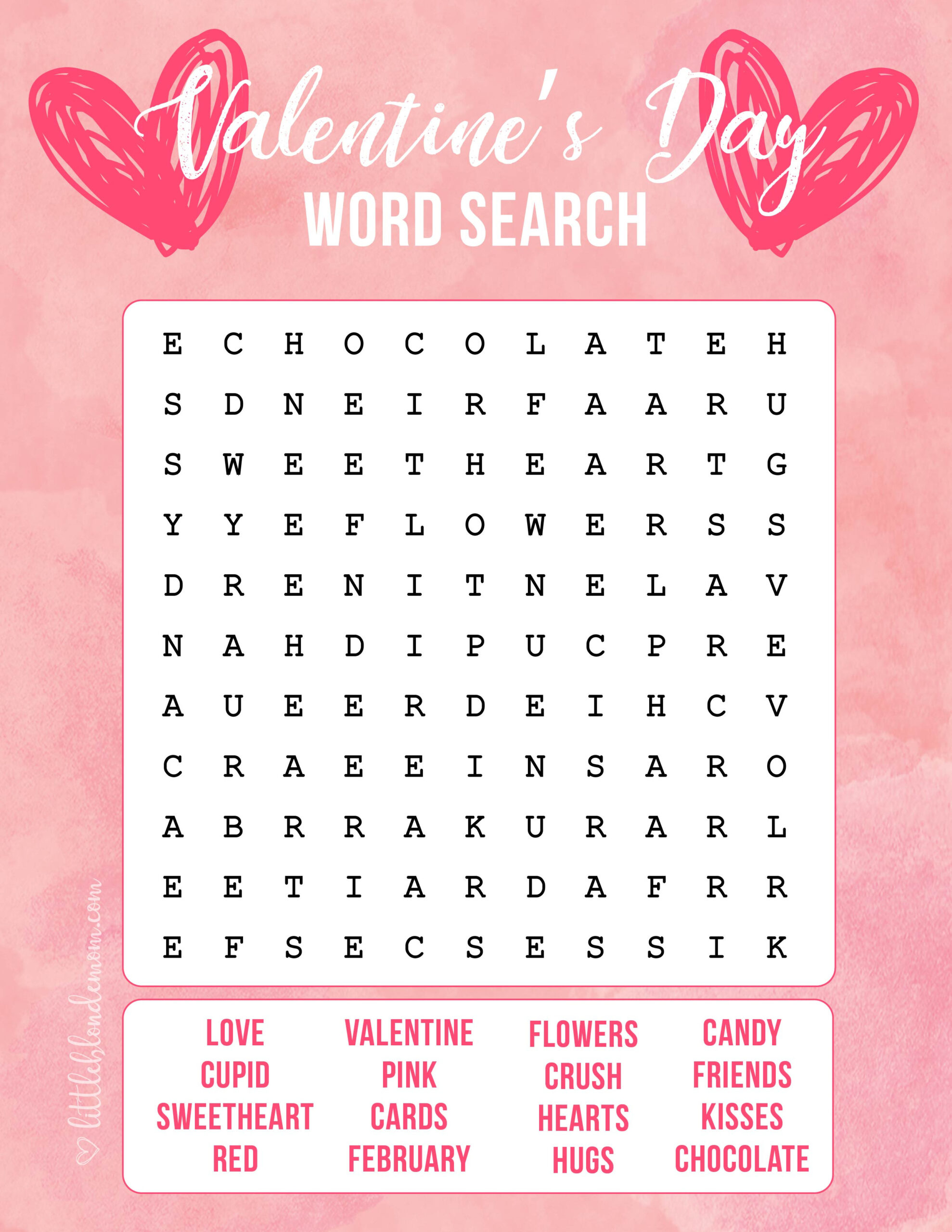 Valentine&amp;#039;S Day Word Search Printable - Little Blonde Mom pertaining to Valentines Word Search Printables