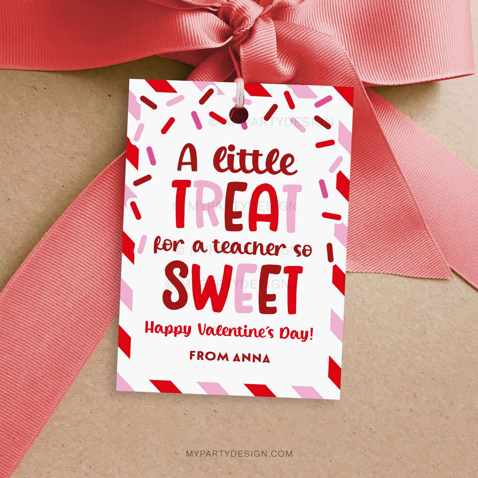 Valentines Treat For A Teacher So Sweet Gift Tag, Printable Pdf inside Printable Valentine For Teacher