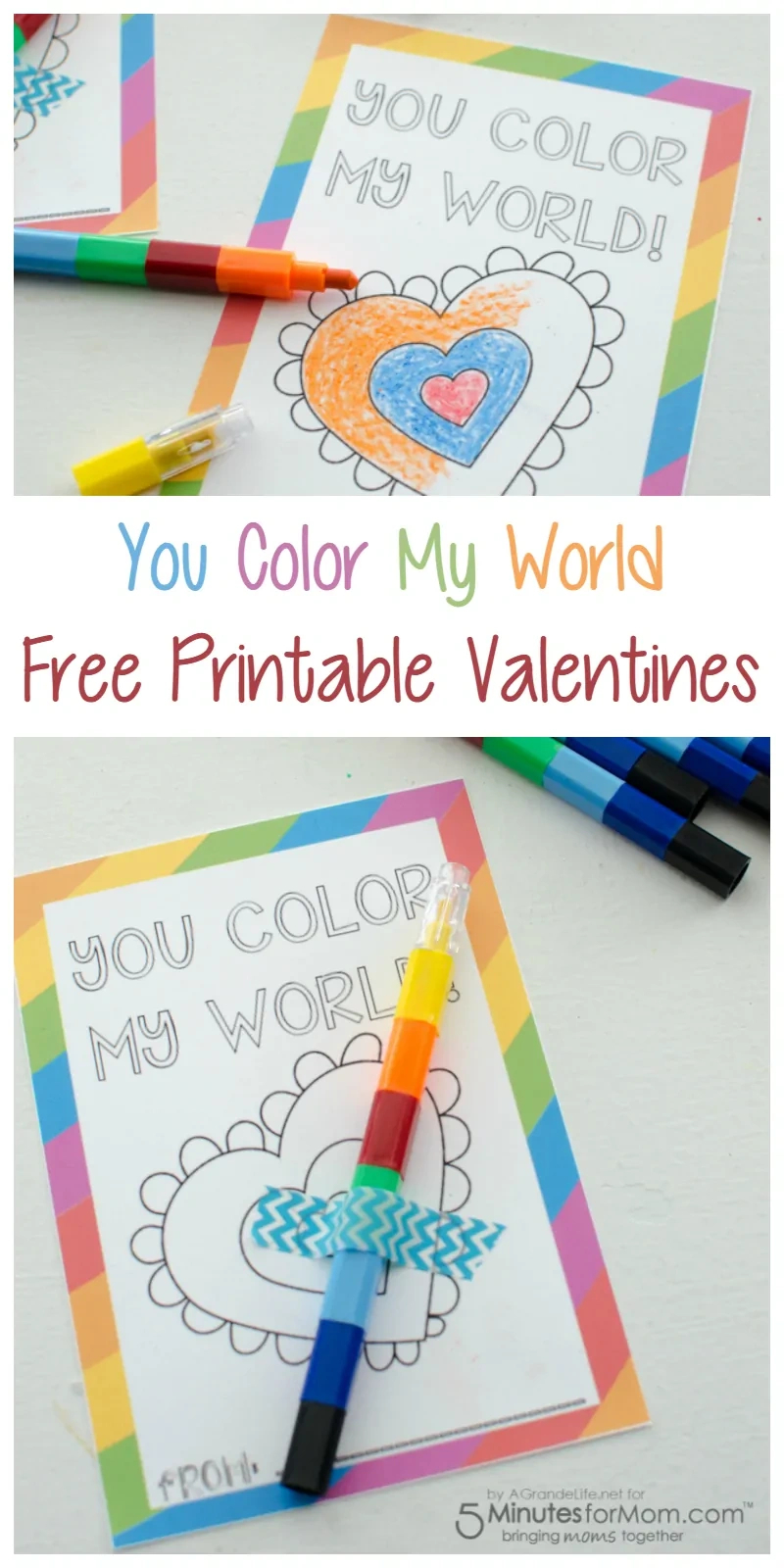 You Color My World" Free Printable Valentines throughout Valentine You Color My World Printable