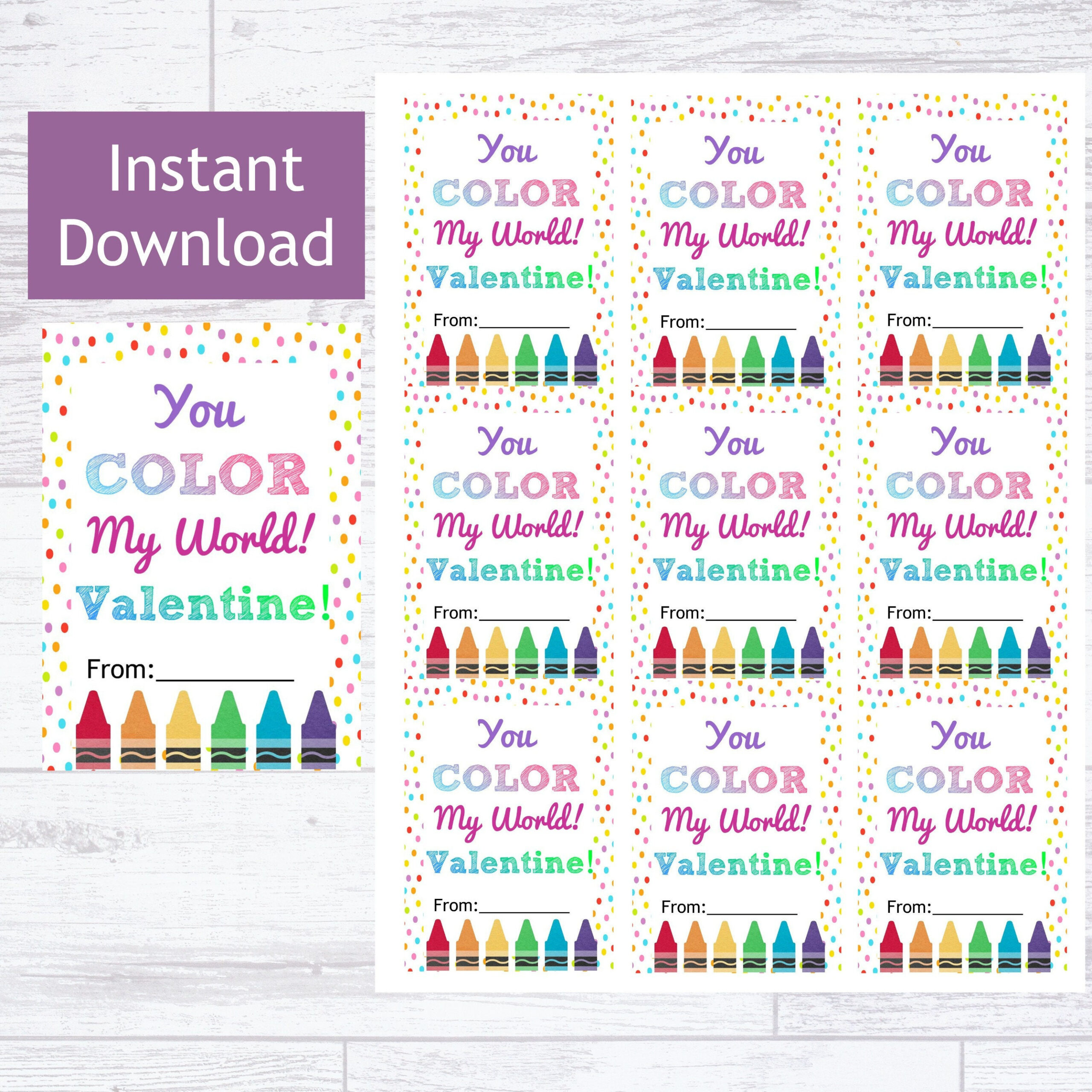 You Color My World Valentine - Printable Download Crayon Marker regarding Valentine You Color My World Printable