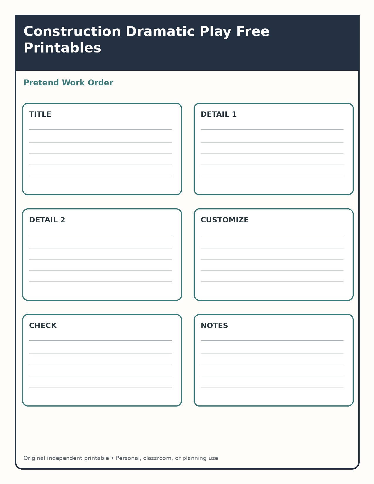 Pretend Work Order