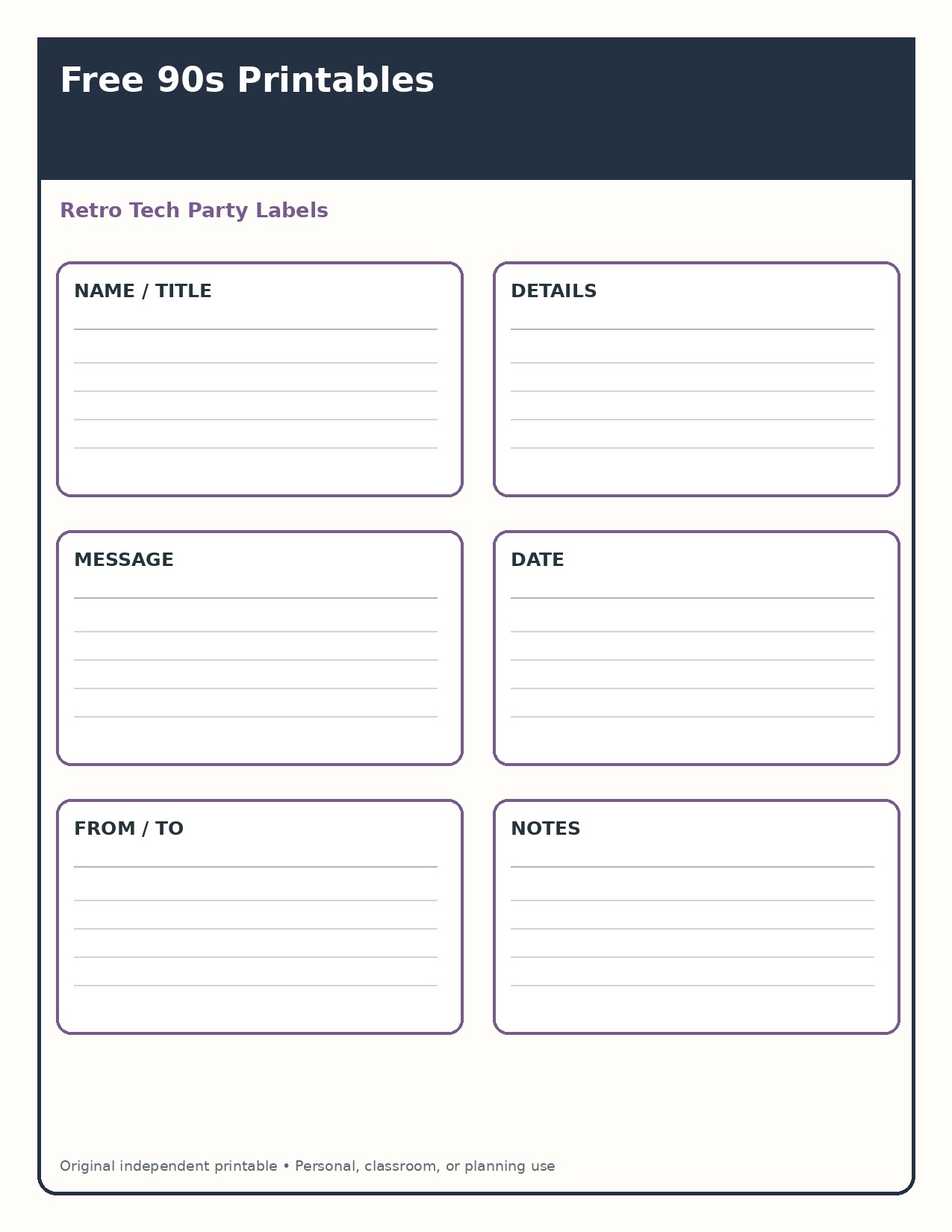 Retro Tech Party Labels